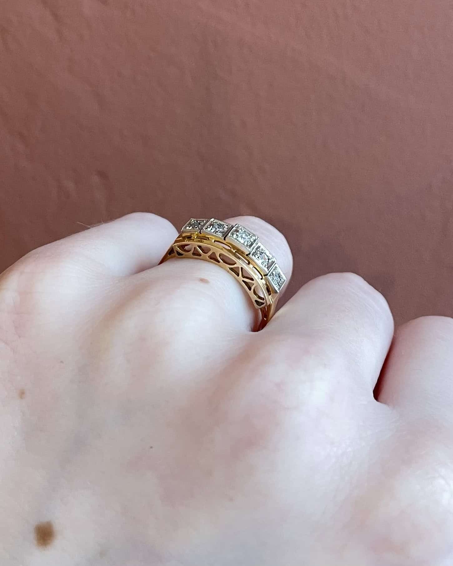 Bague Art-Déco Rivière Diamants "Gema"