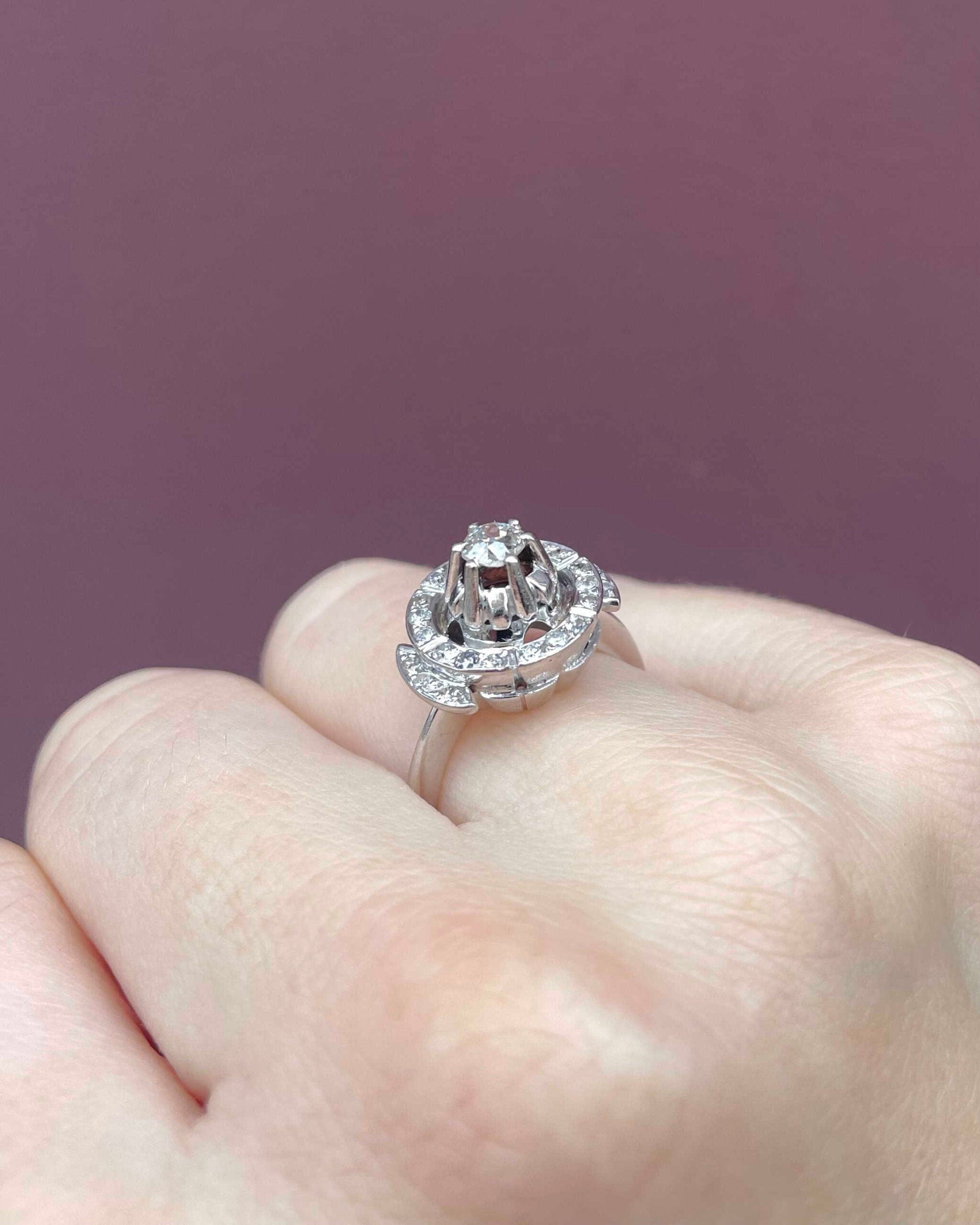 Art Deco Style Ring Diamonds 0.83 carat "Marine"