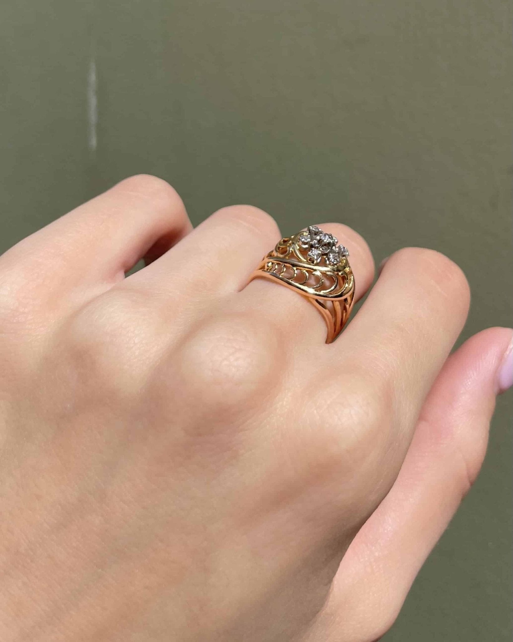 Bague Dôme Art - déco Diamants "Megan" - Elliade Paris