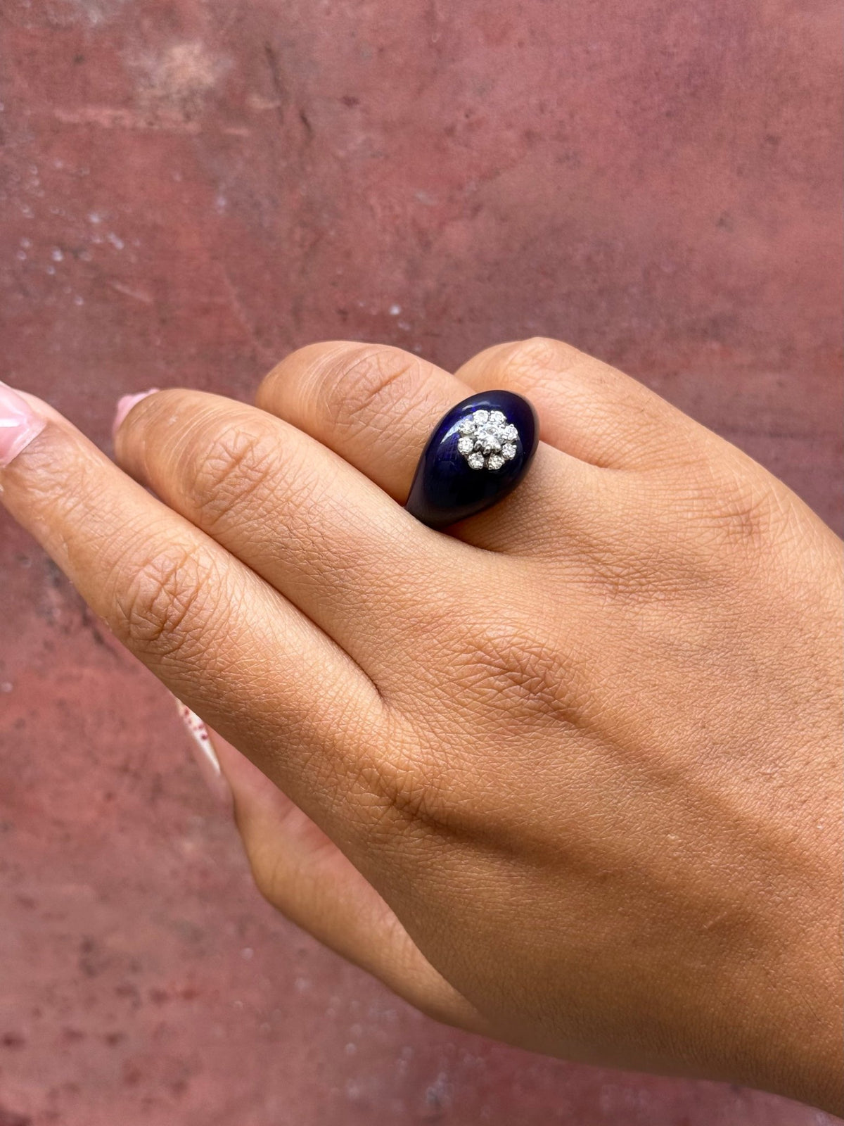 Bague Dôme Email, Diamants & Or 9,09g "Nour" - Elliade Paris