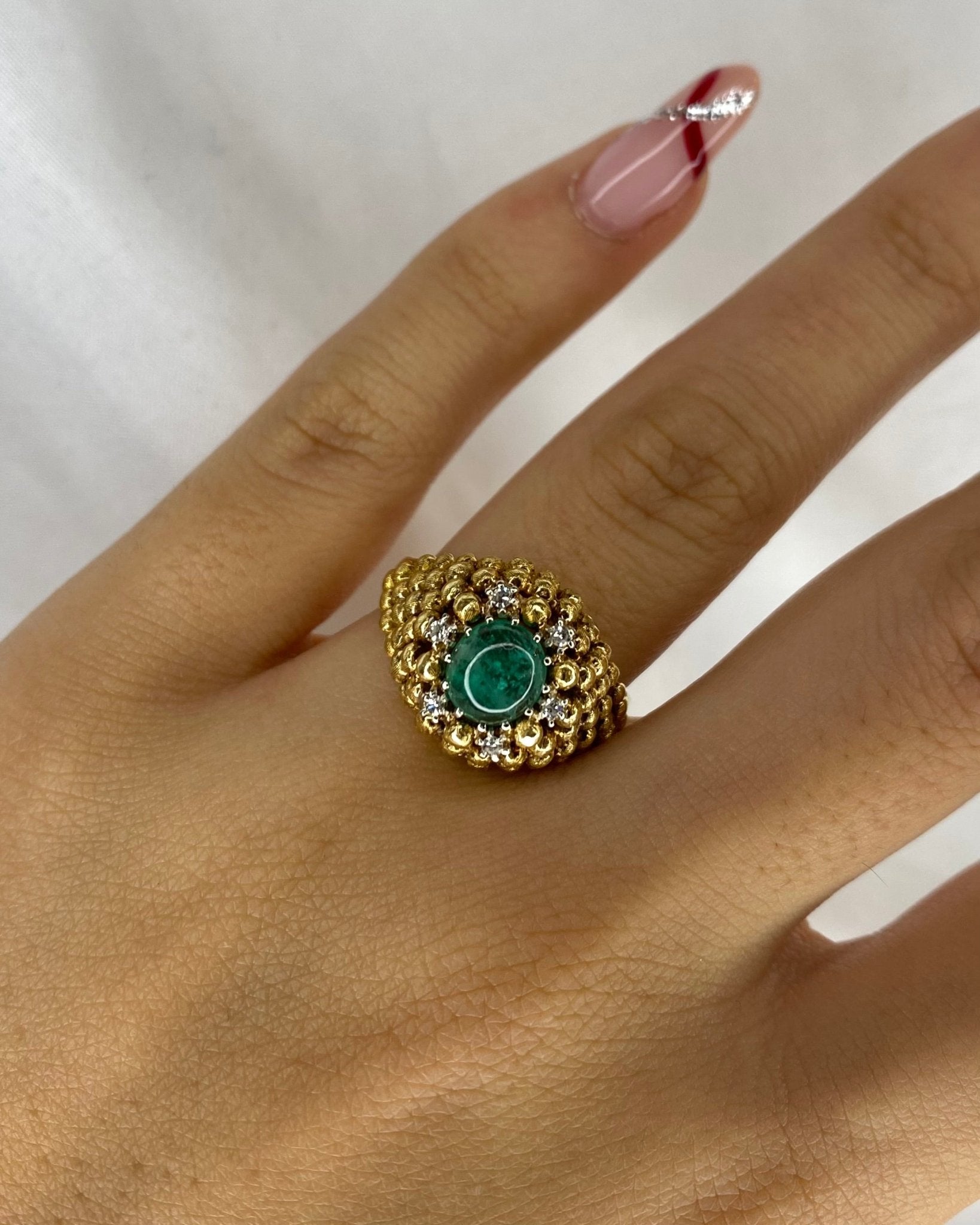 Bague Dôme Émeraude 1.5 carat, Diamants Or 7,58g "Mariana" - Elliade Paris