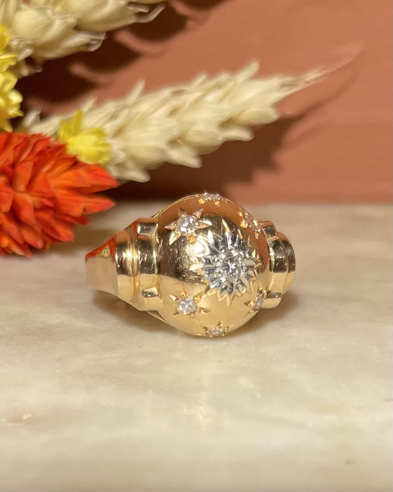 Bague Boule Diamants Serti étoilé "Mukum"