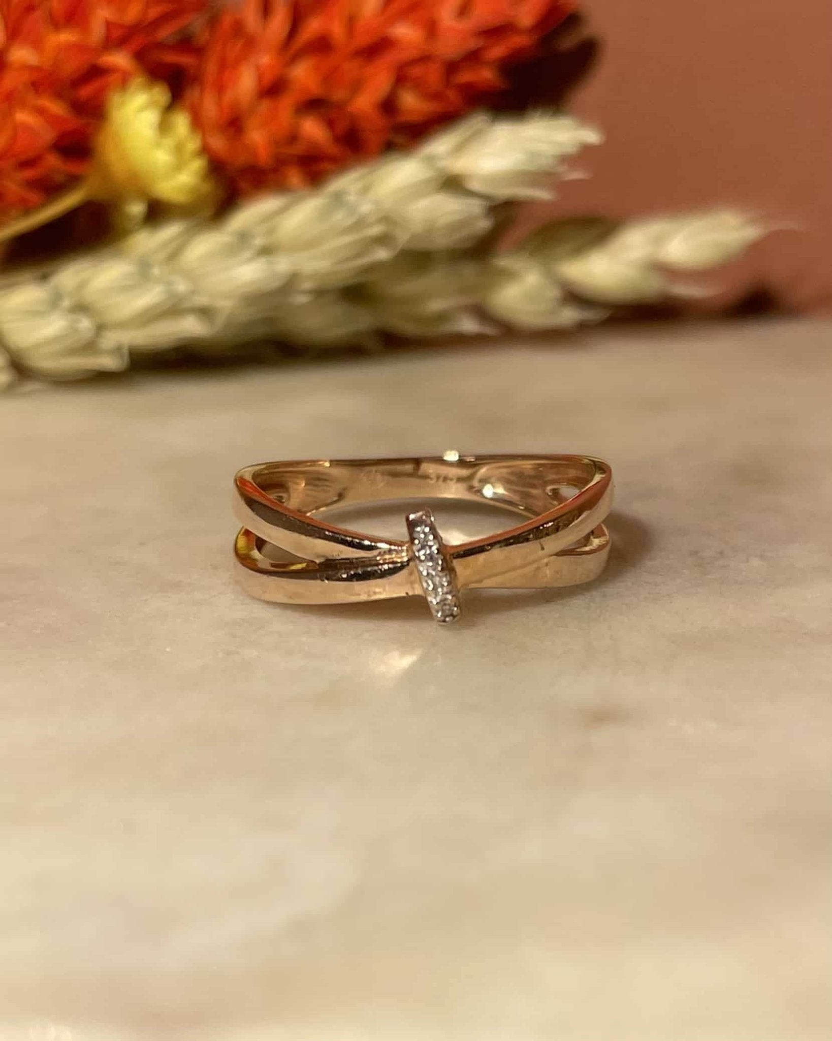 Bague Double Anneau Diamants Vintage "Asaïs" - Elliade Paris