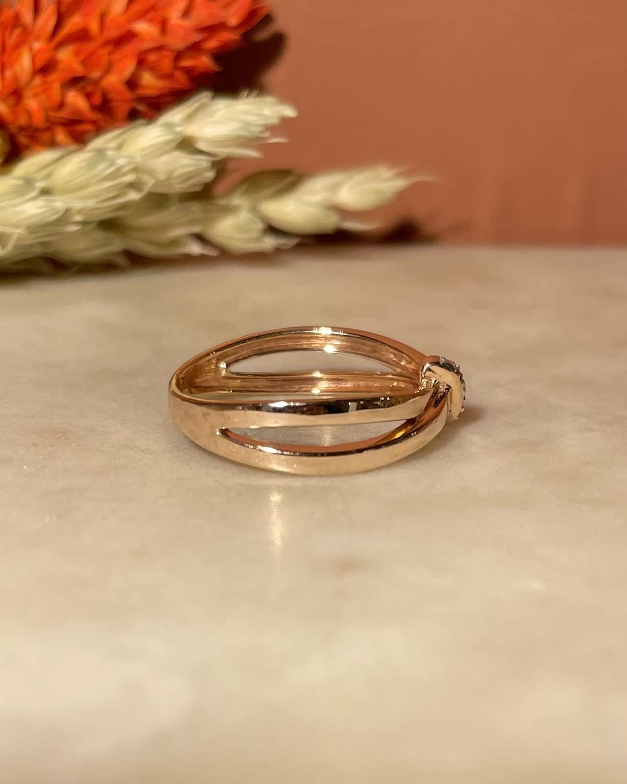 Bague Double Anneau Diamants Vintage "Asaïs" - Elliade Paris