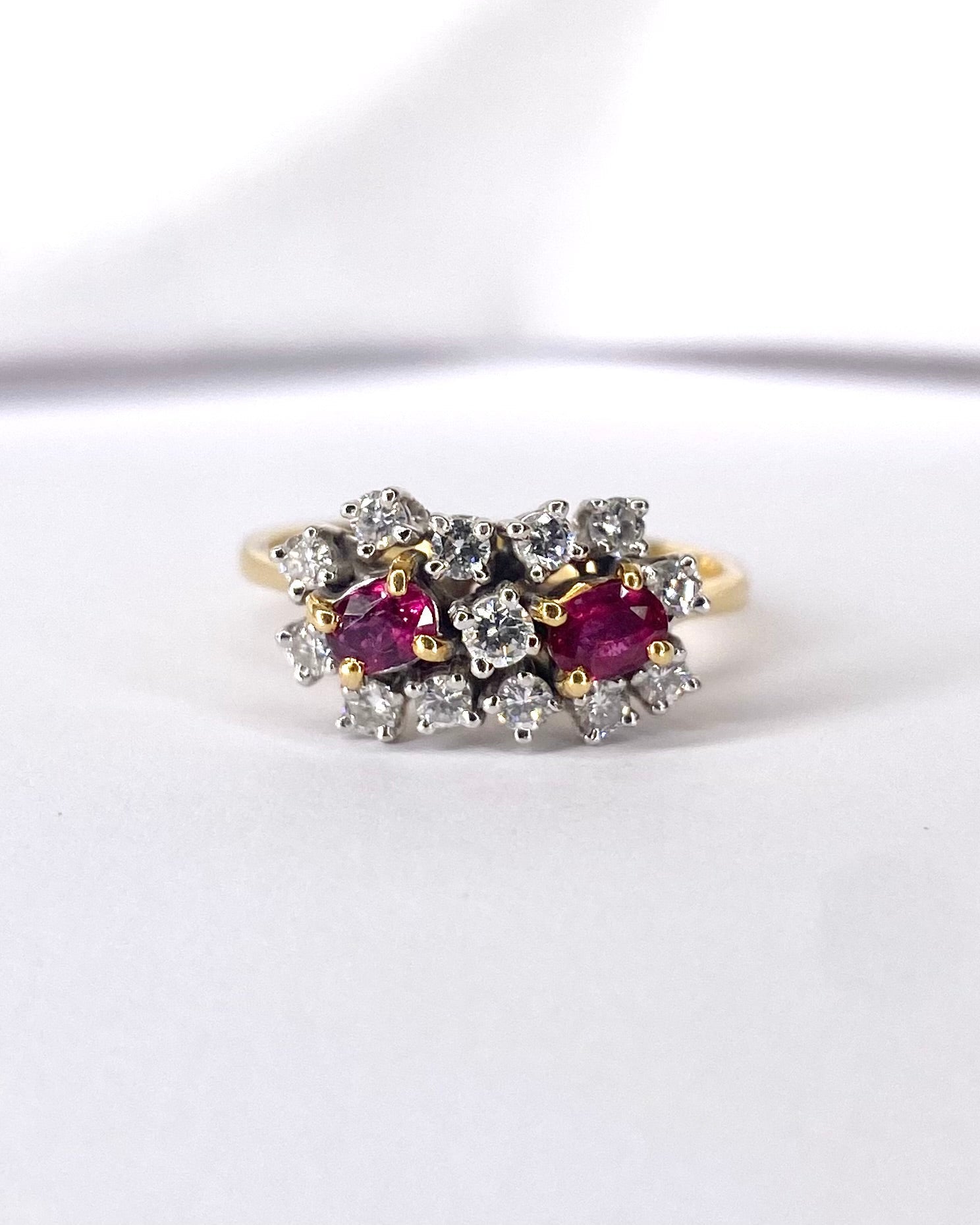 Bague Double Marguerite Rubis 0.50 carat & 13 Diamants "Hilonna" - Elliade Paris