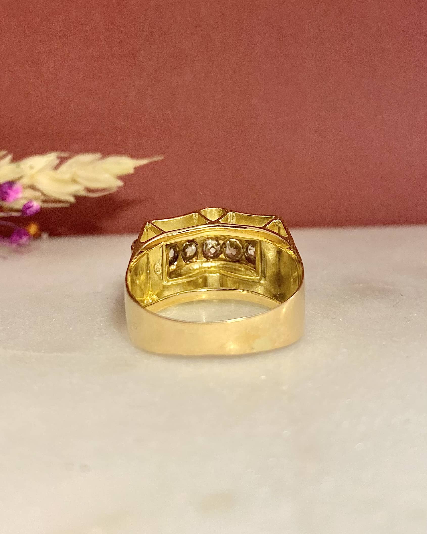 Vintage Tank Ring Diamonds 0.45 carat "Elisabeth"