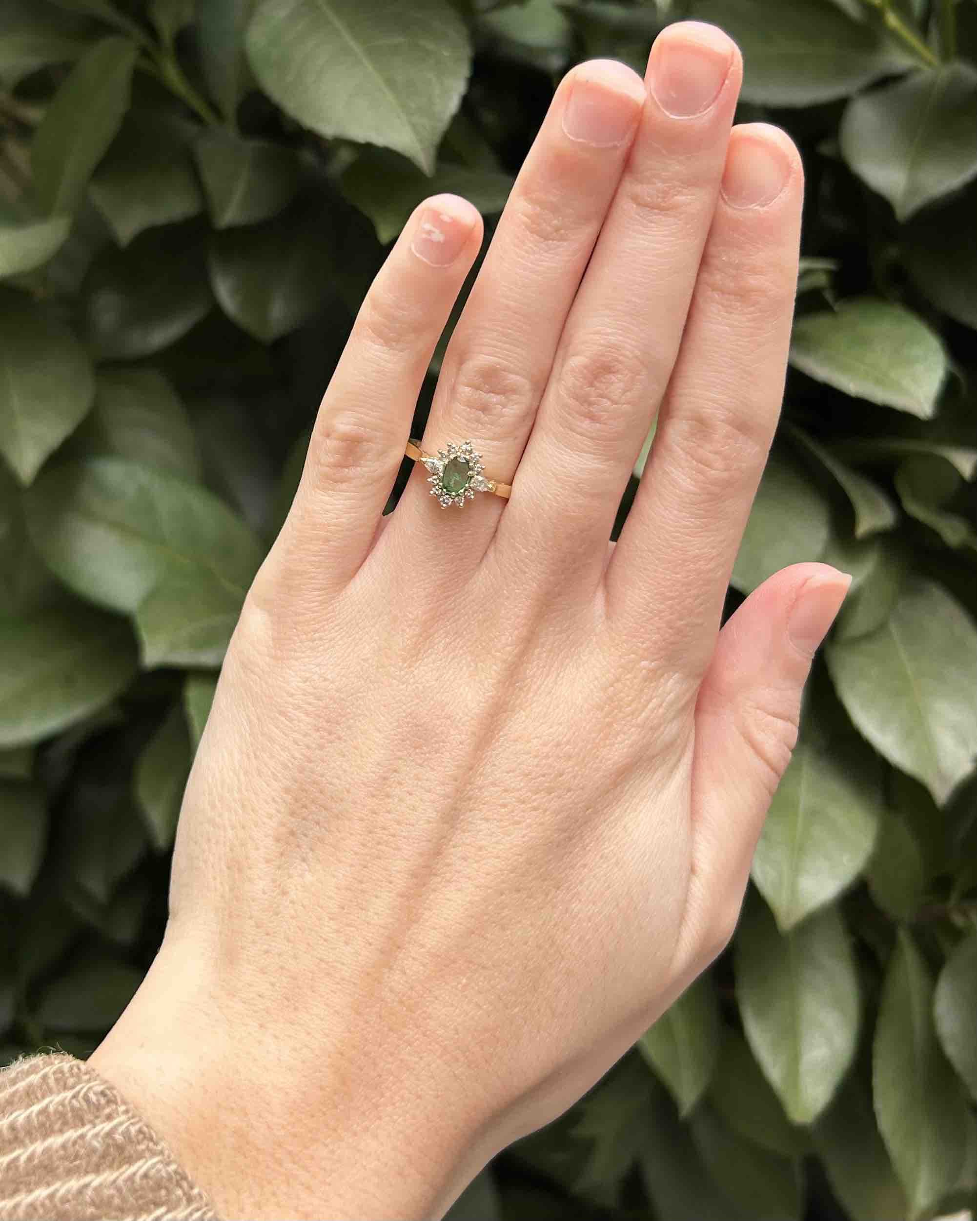 "Kacie" Emerald & Diamond Daisy Ring