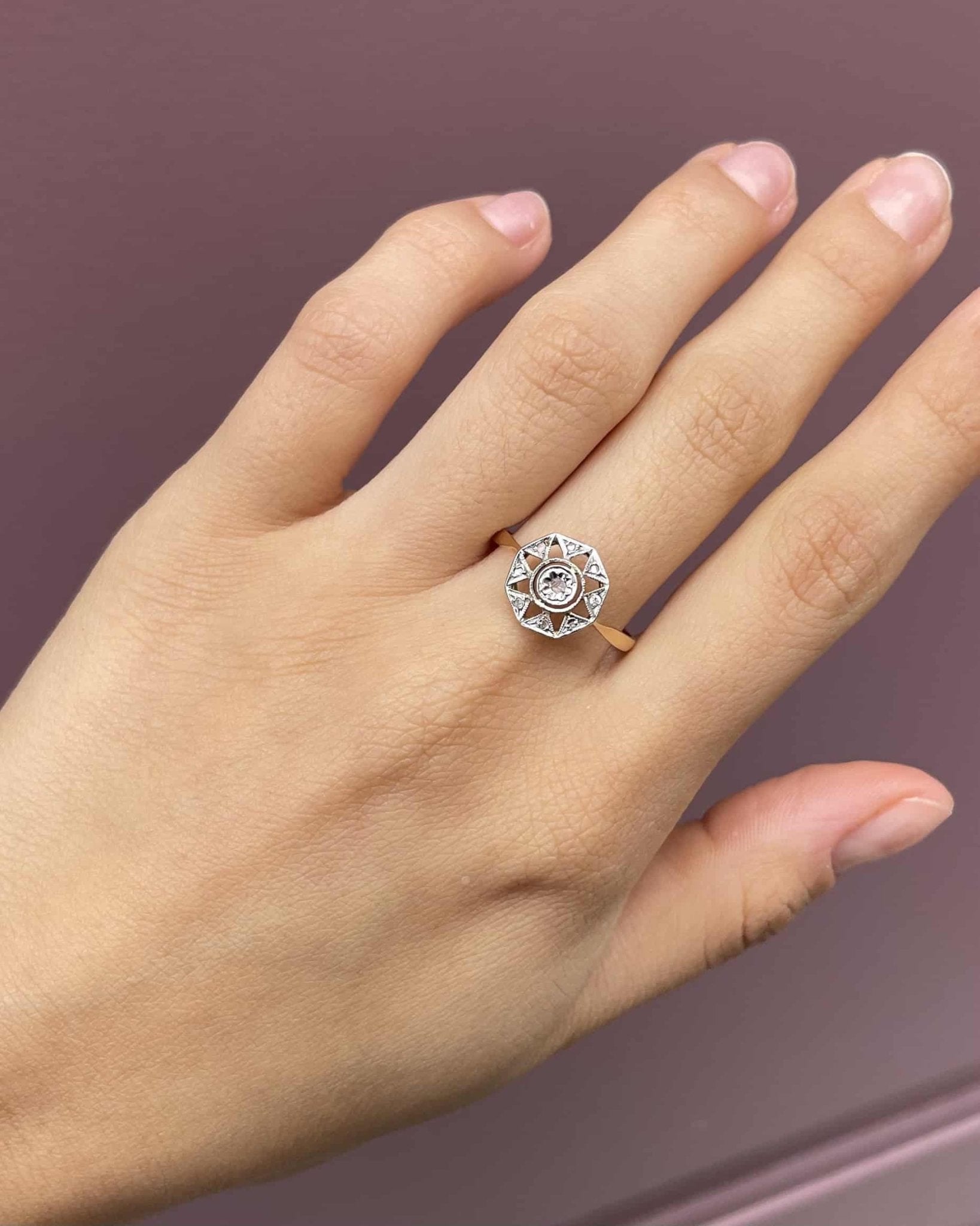 Bague Étoilé Art - Déco Diamants "Audrey" - Elliade Paris