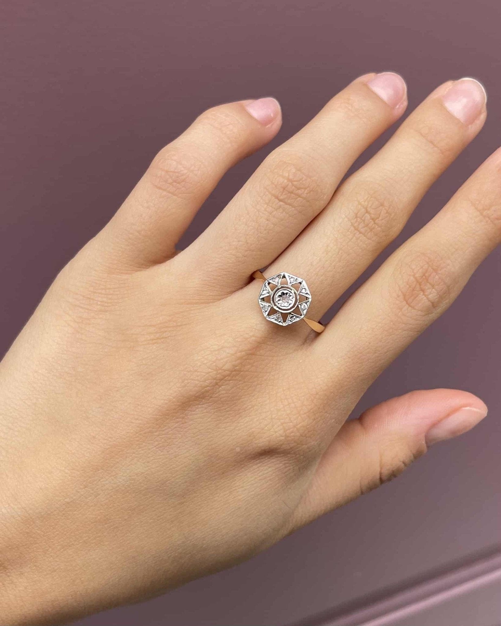 Bague Étoilé Art - Déco Diamants "Audrey" - Elliade Paris
