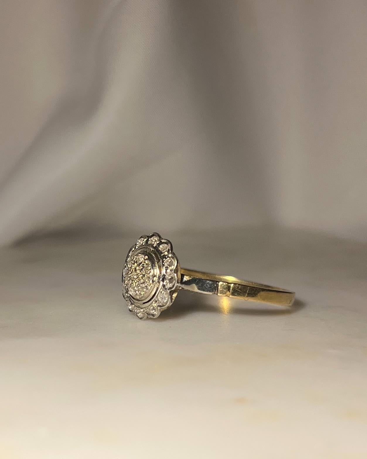 Bague fleur art - déco diamants "Jade" - Elliade Paris
