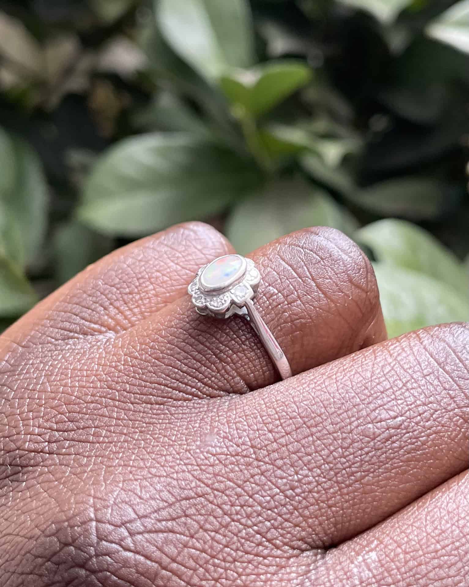 Bague Art-Déco Opale & Diamants "Ofélia"