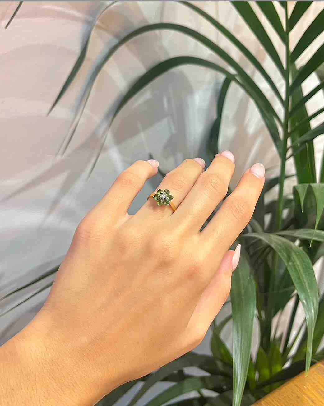 Bague Marguerite Péridot coeur Diamant "Savanah"