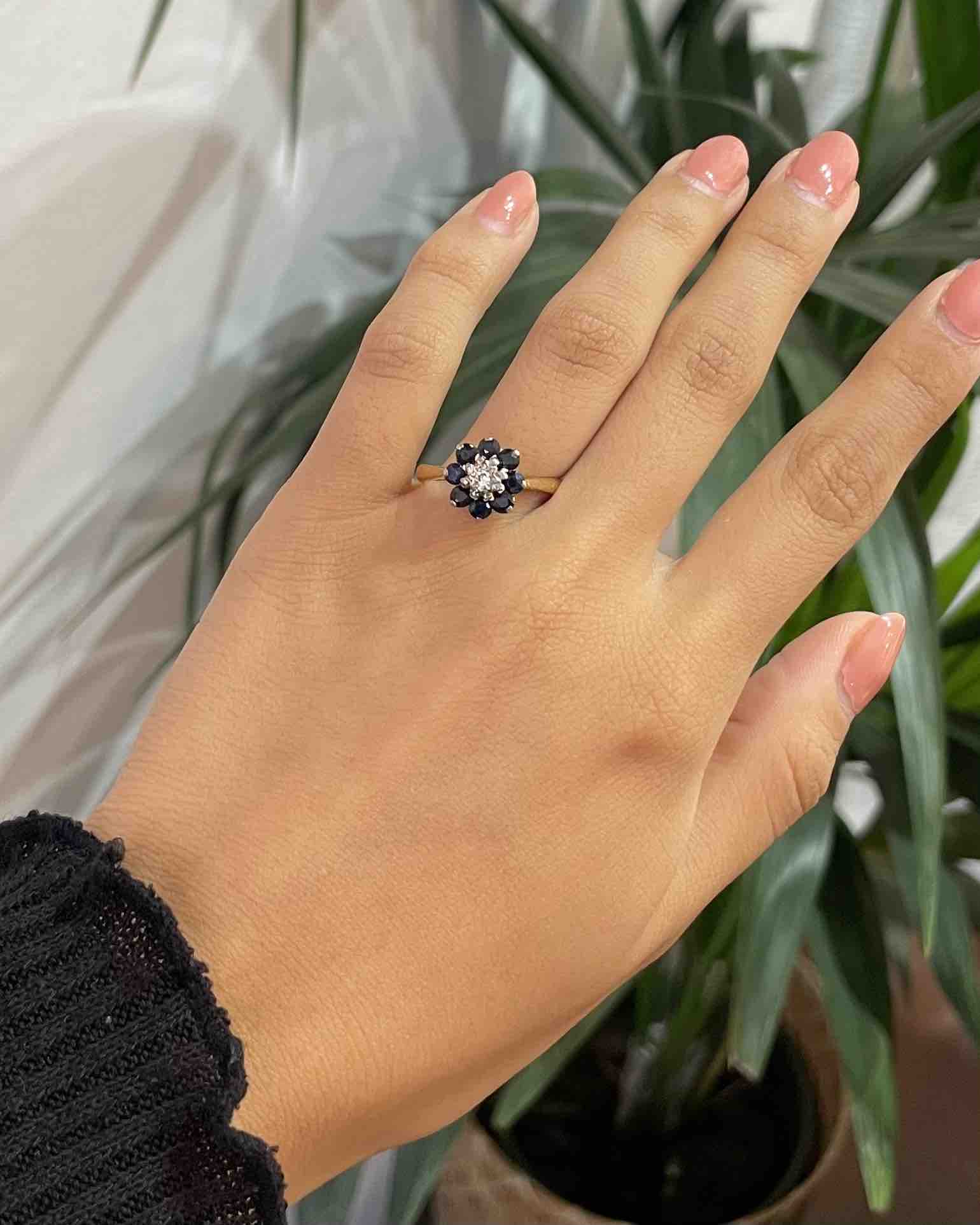 Bague Marguerite Saphirs coeur Diamant "Norma"