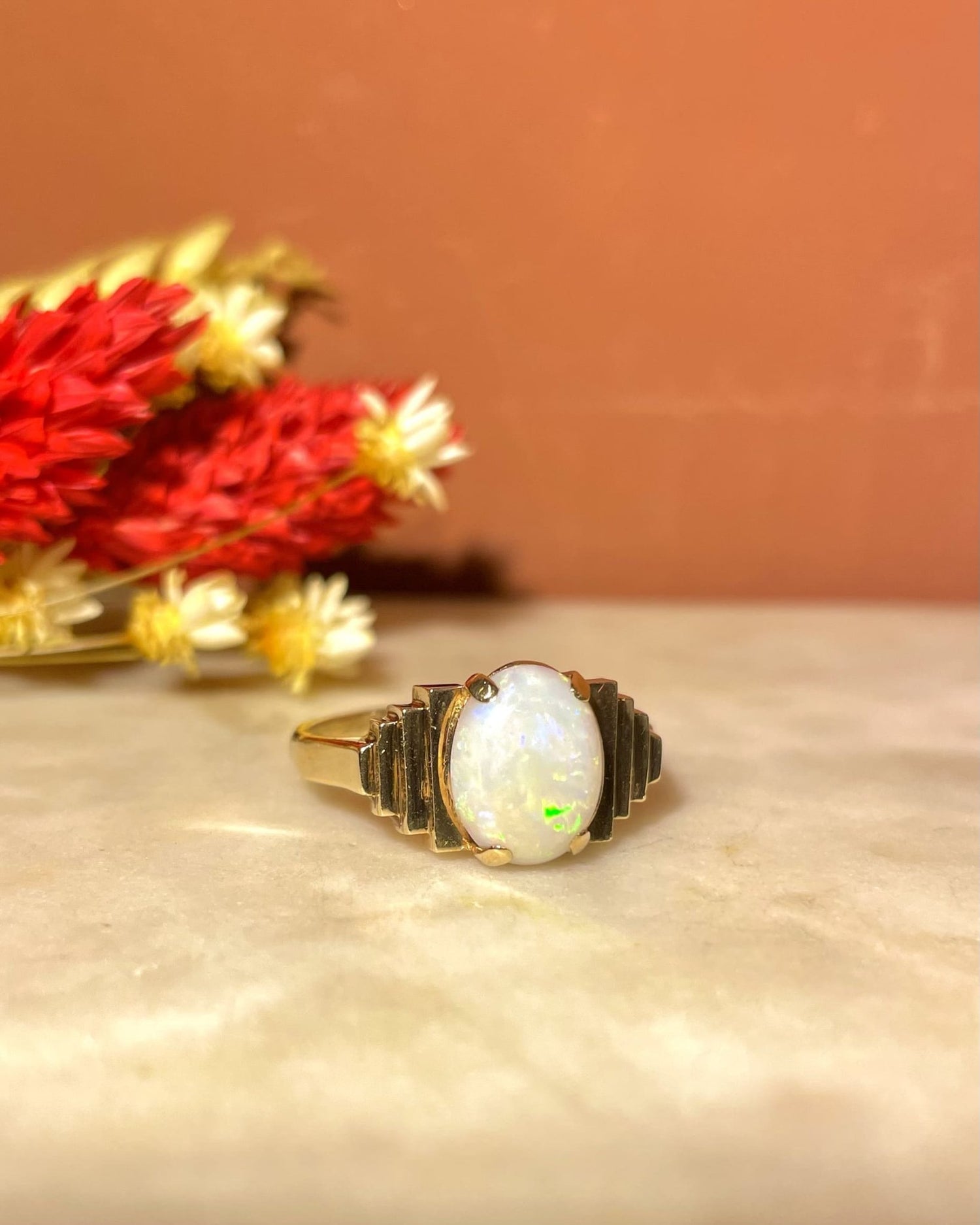 Bague Jonc Art - Deco Opale 1 Carat "Jany" - Elliade Paris