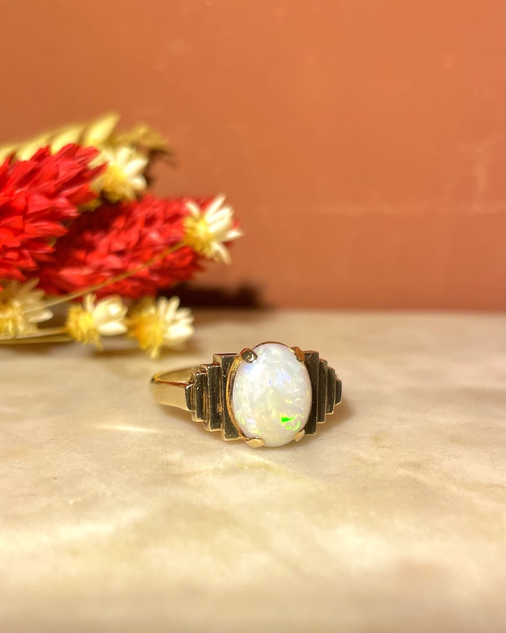 Bague Jonc Art - Deco Opale 1 Carat "Jany" - Elliade Paris