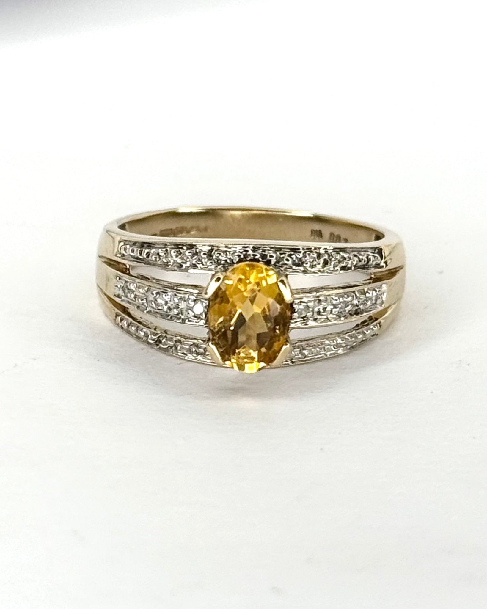 Bague Jonc Citrine 0.90 carat & Diamants "Olinka" - Elliade Paris
