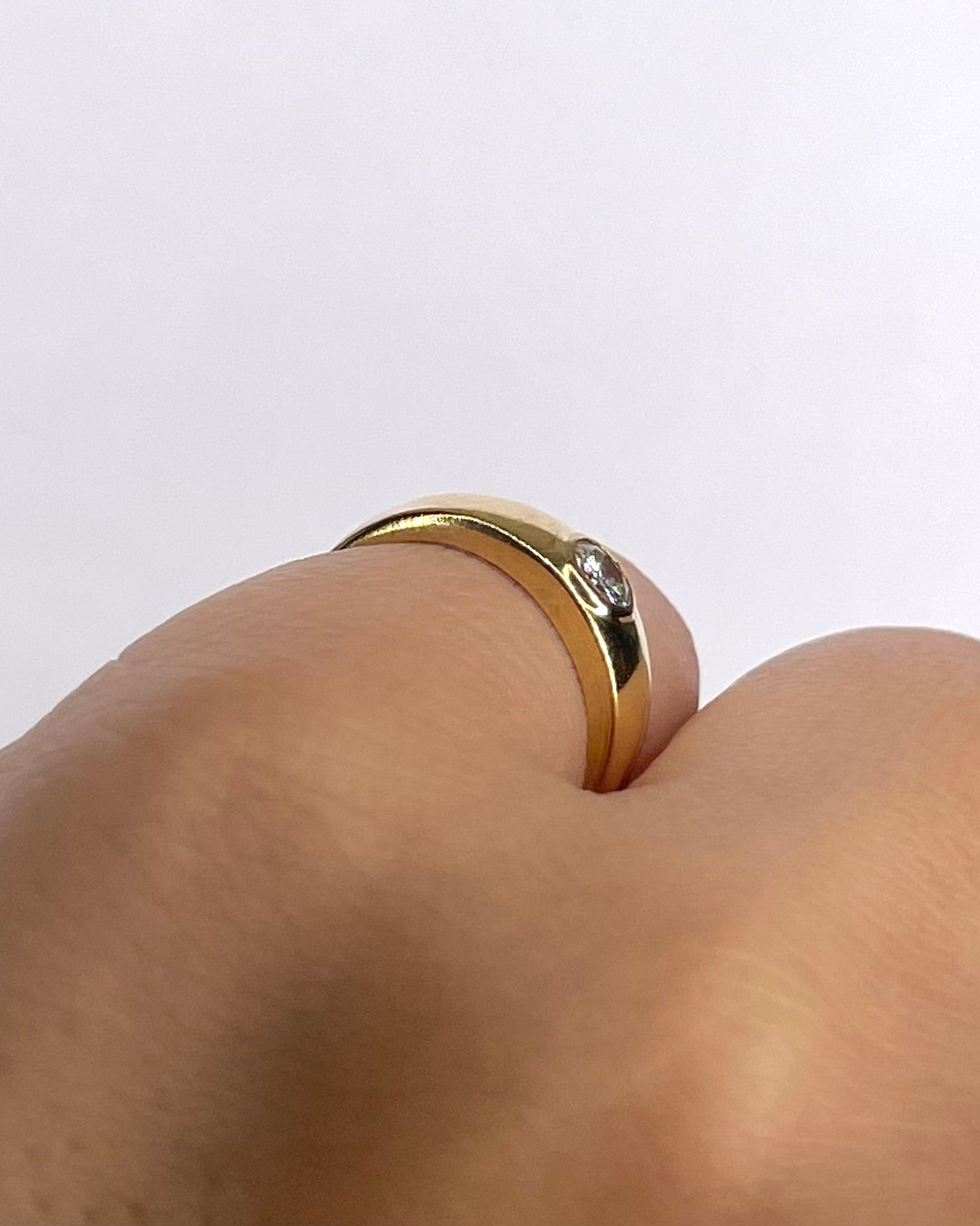Bague Jonc Diamant 0.15 carat & Or 2,84g "Selma" - Elliade Paris