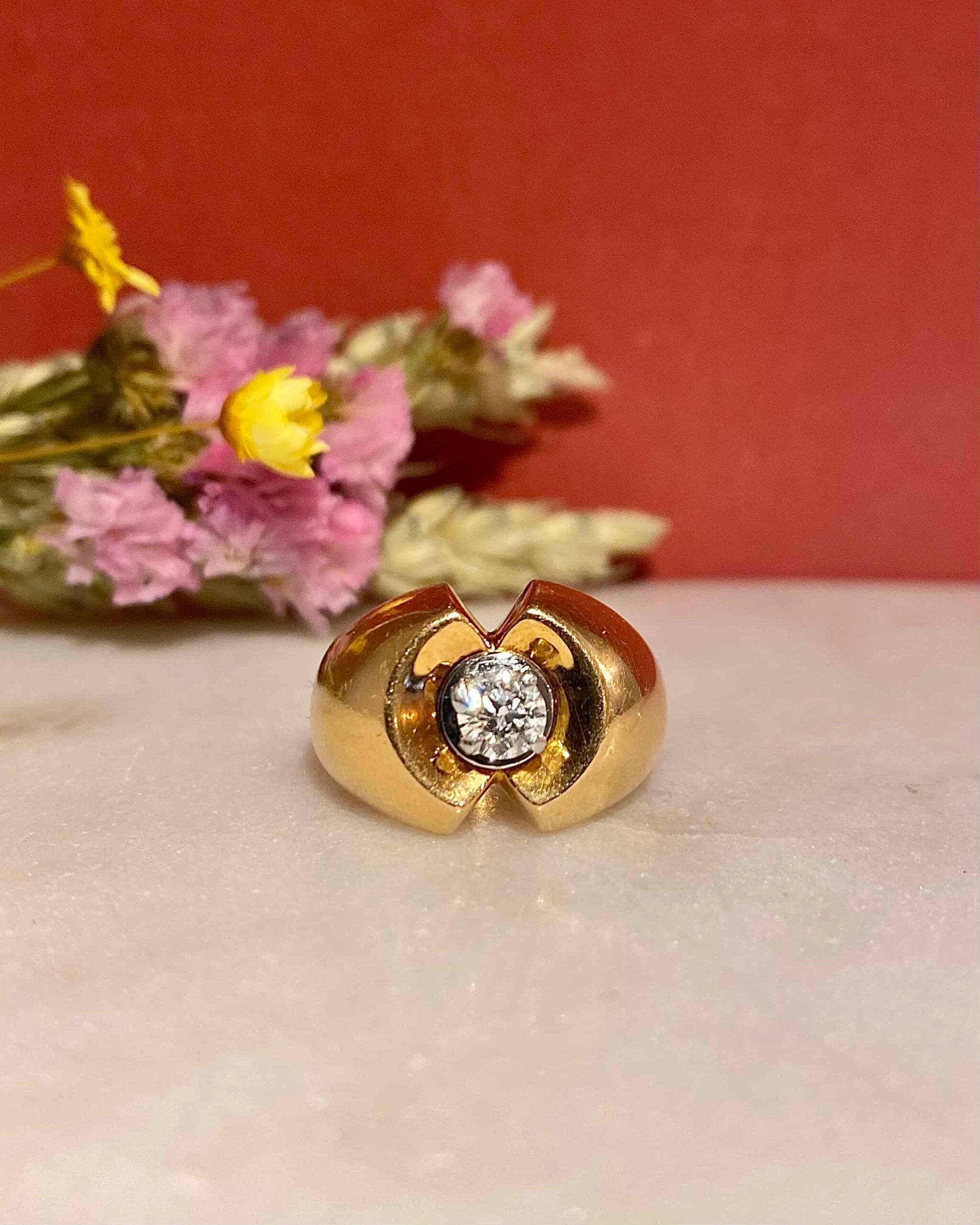 Bague Tank Vintage Diamant 0.50 Carat "Aude"