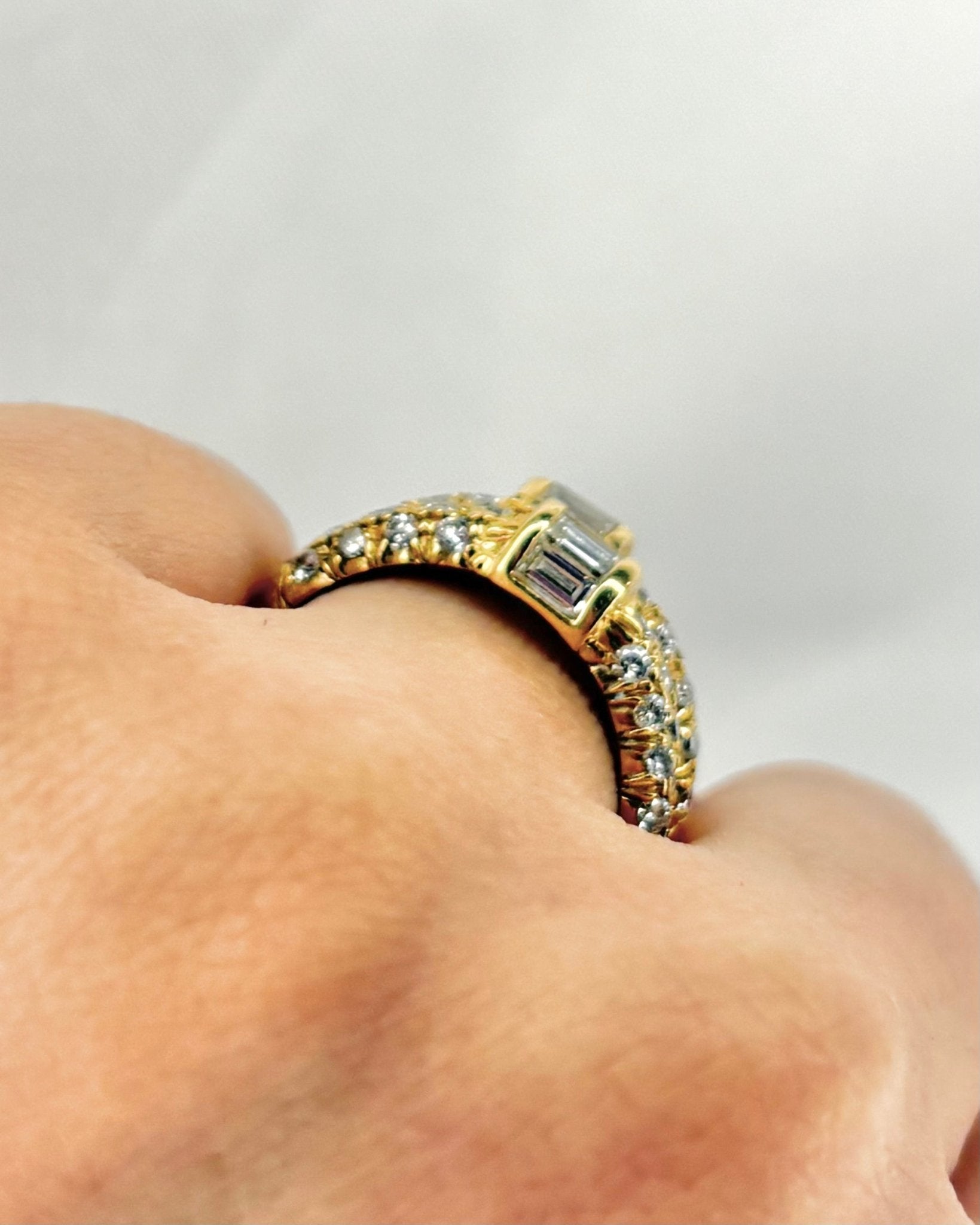 Bague Jonc Diamants Baguette & Ronds 1.26 carat "Tomy" - Elliade Paris