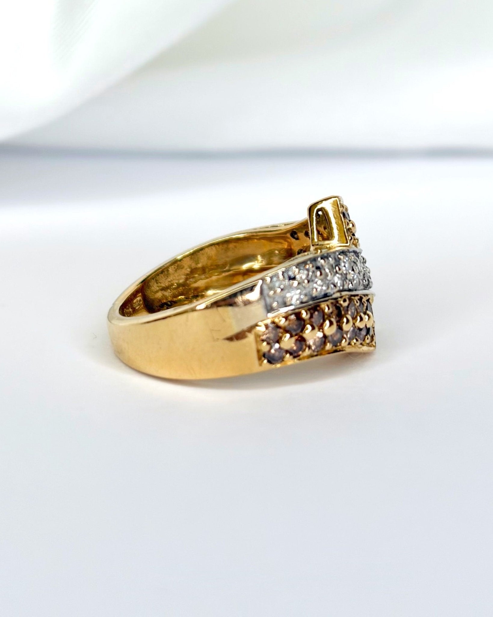 Bague Jonc Diamants Cognac 0.47 carat & Or 5g "Ruth" - Elliade Paris
