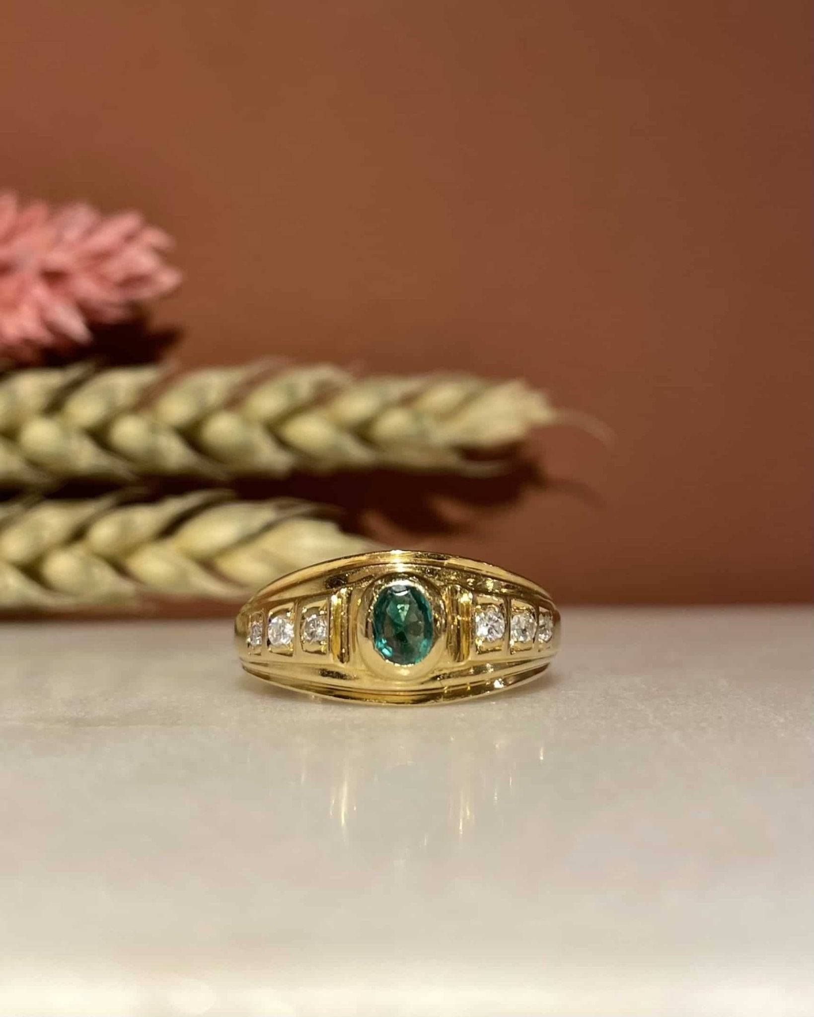 Bague Jonc Émeraude & Diamants "Azénor" - Elliade Paris