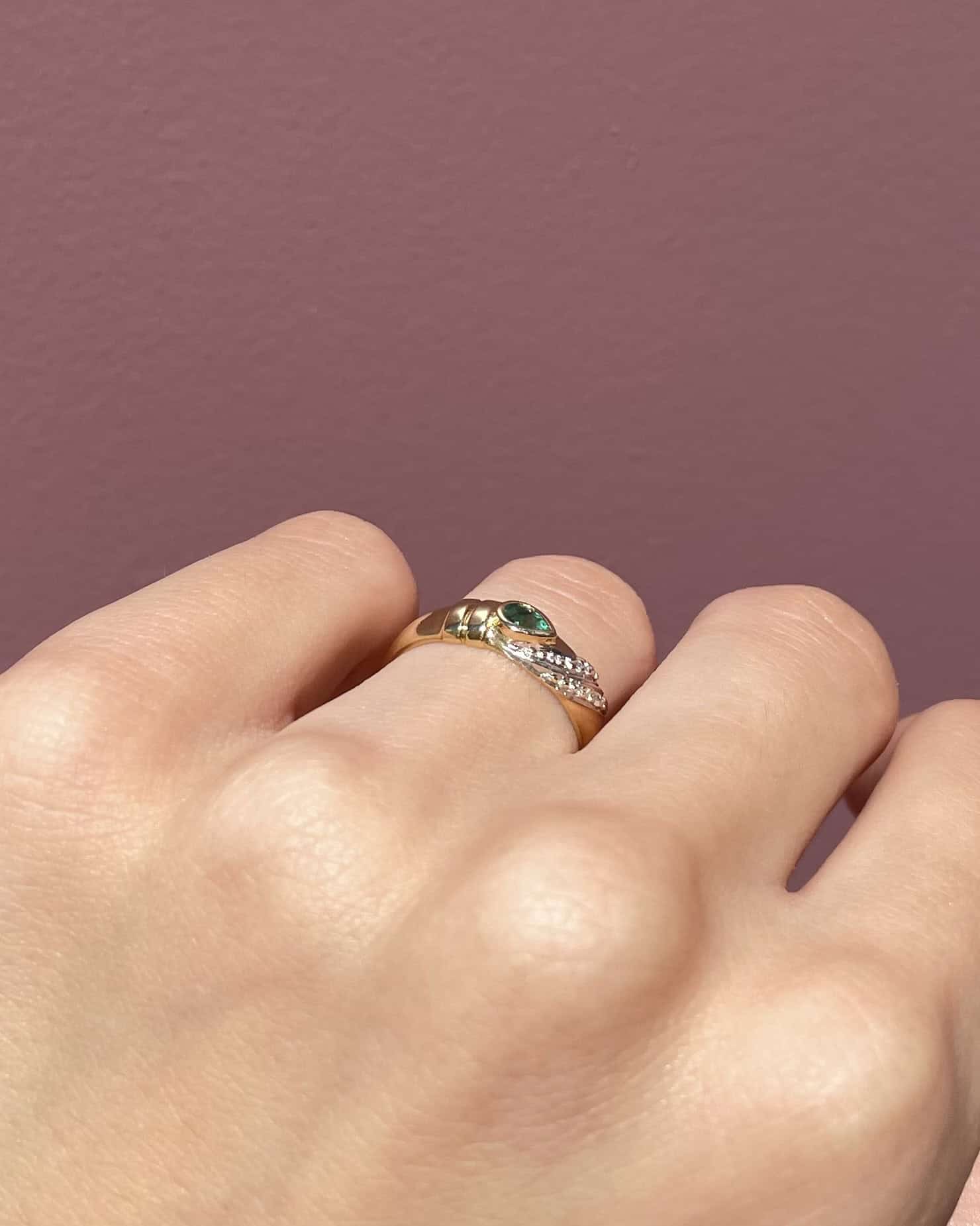 Bague Jonc Emeraude et Diamants "Jewela" - Elliade Paris