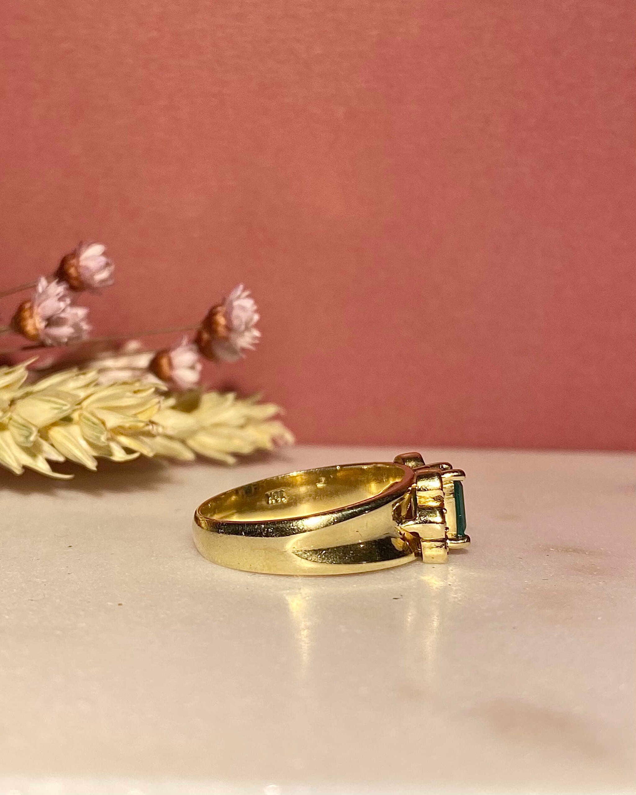 Bague Jonc Émeraude Colombie 0.80 carat & Diamants "Alix"