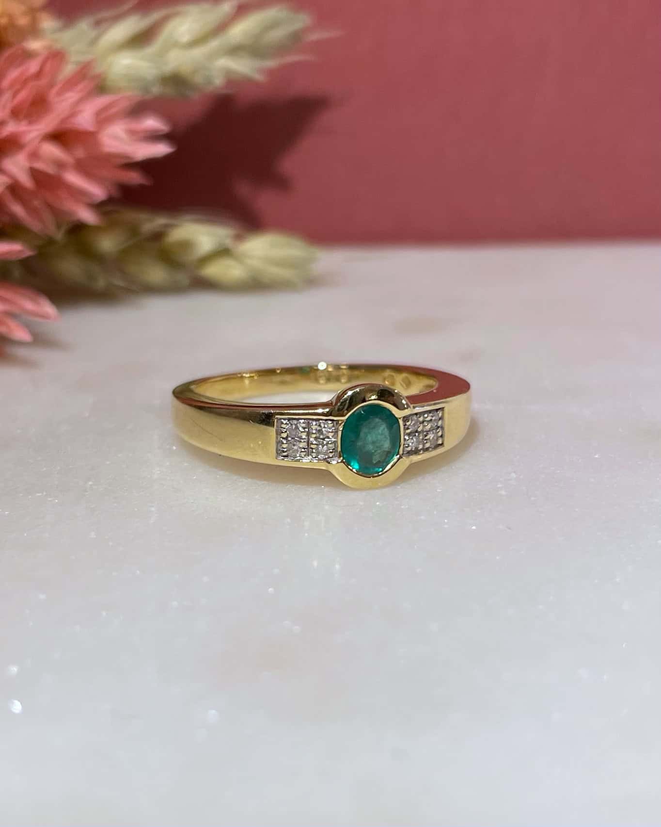 Bague Jonc Émeraude & Diamants "Mailou" - Elliade Paris