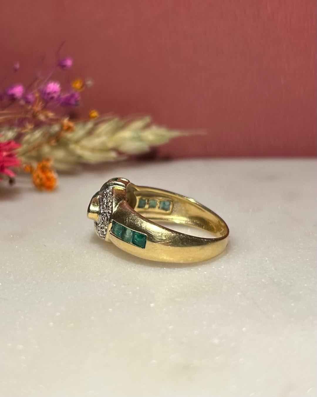 Bague Jonc Emeraudes 0.66 carat & Diamants "Josepha" - Elliade Paris