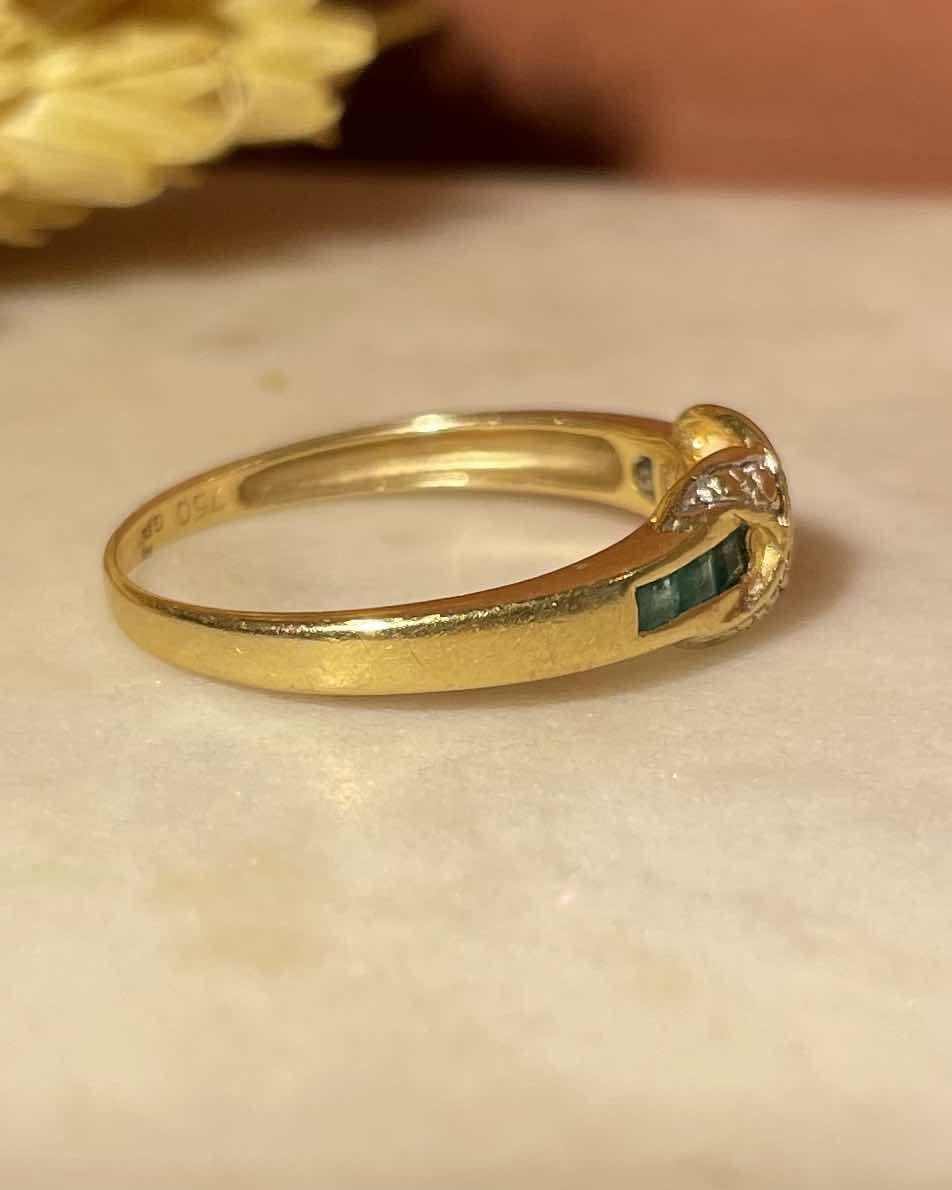 "Emiliana" Emerald & Diamond Bangle Ring