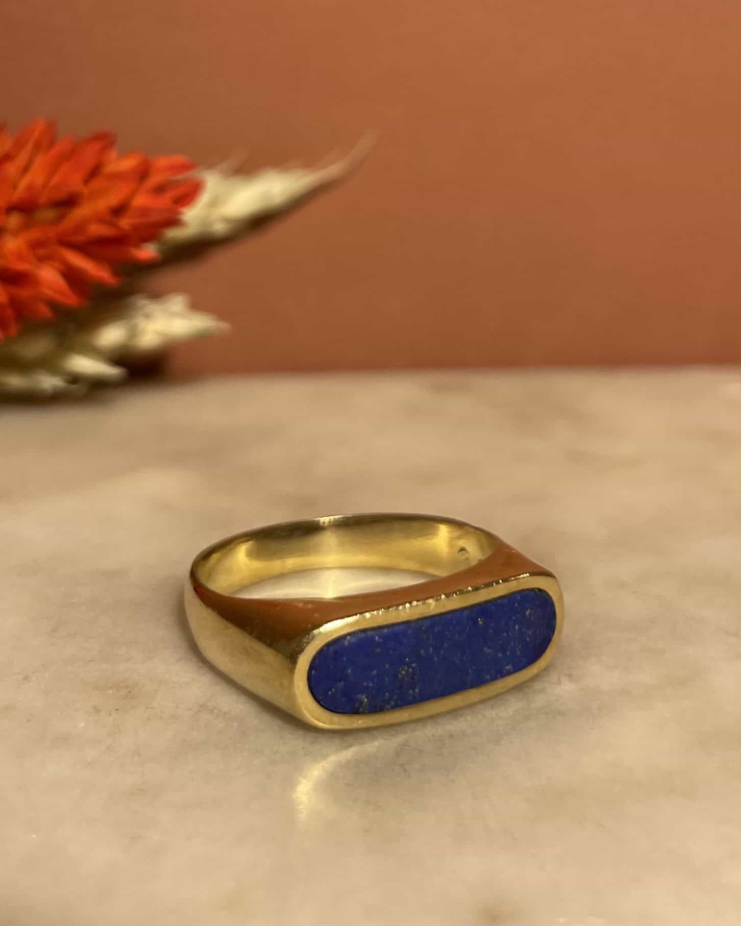 Bague Jonc Lapis - Lazuli "Esmeralda" - Elliade Paris
