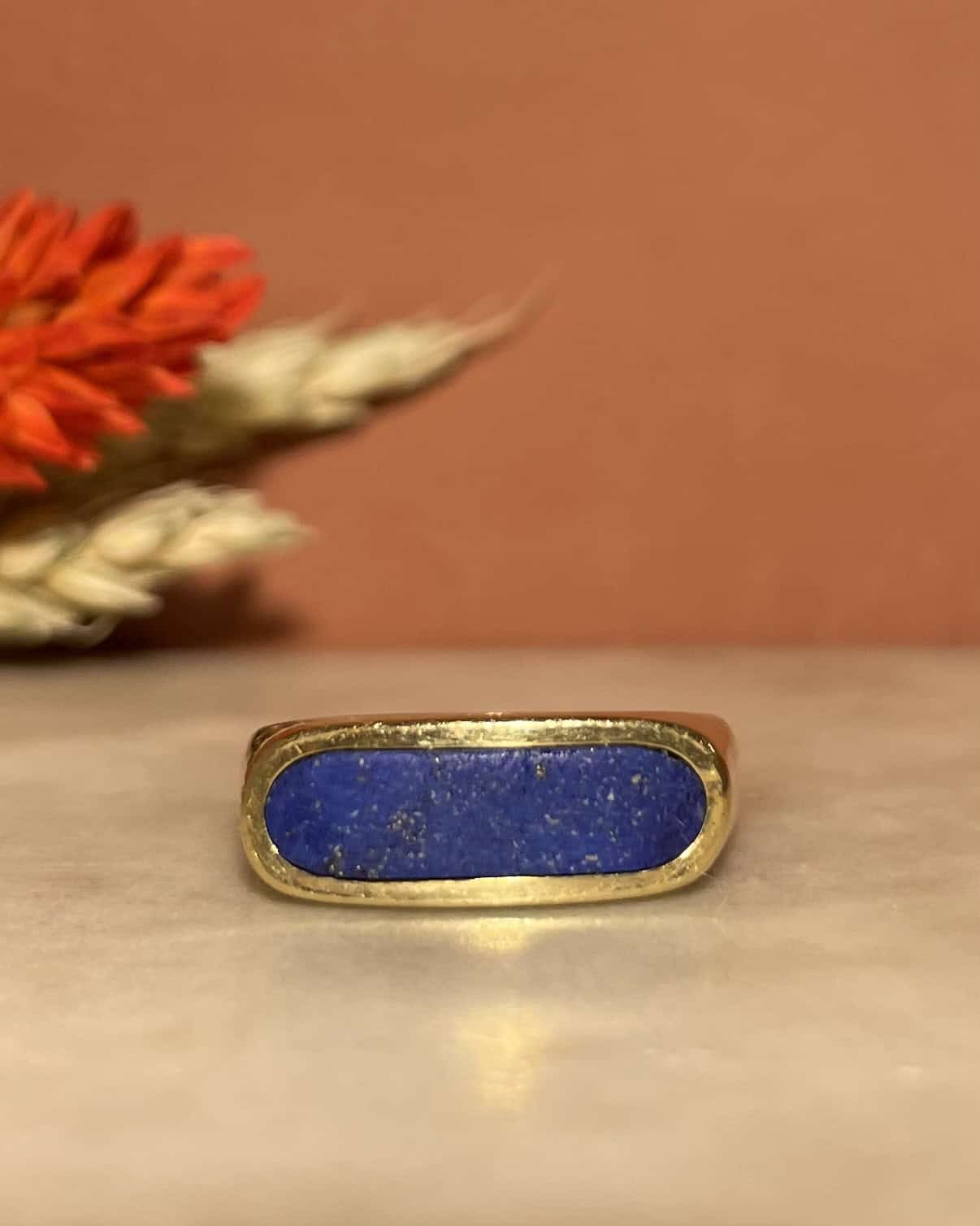 Bague Jonc Lapis - Lazuli "Esmeralda" - Elliade Paris