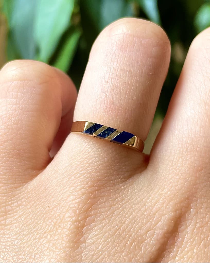Bague Jonc Lapis - Lazuli "Lucia" - Elliade Paris
