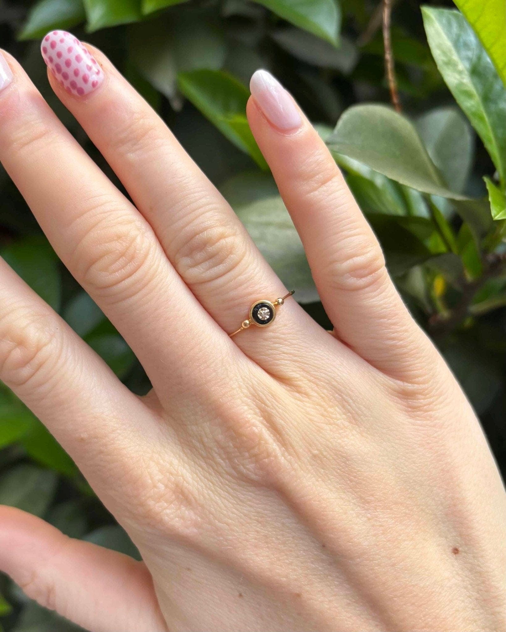 Bague Jonc Onyx & Diamants "Soizic" - Elliade Paris