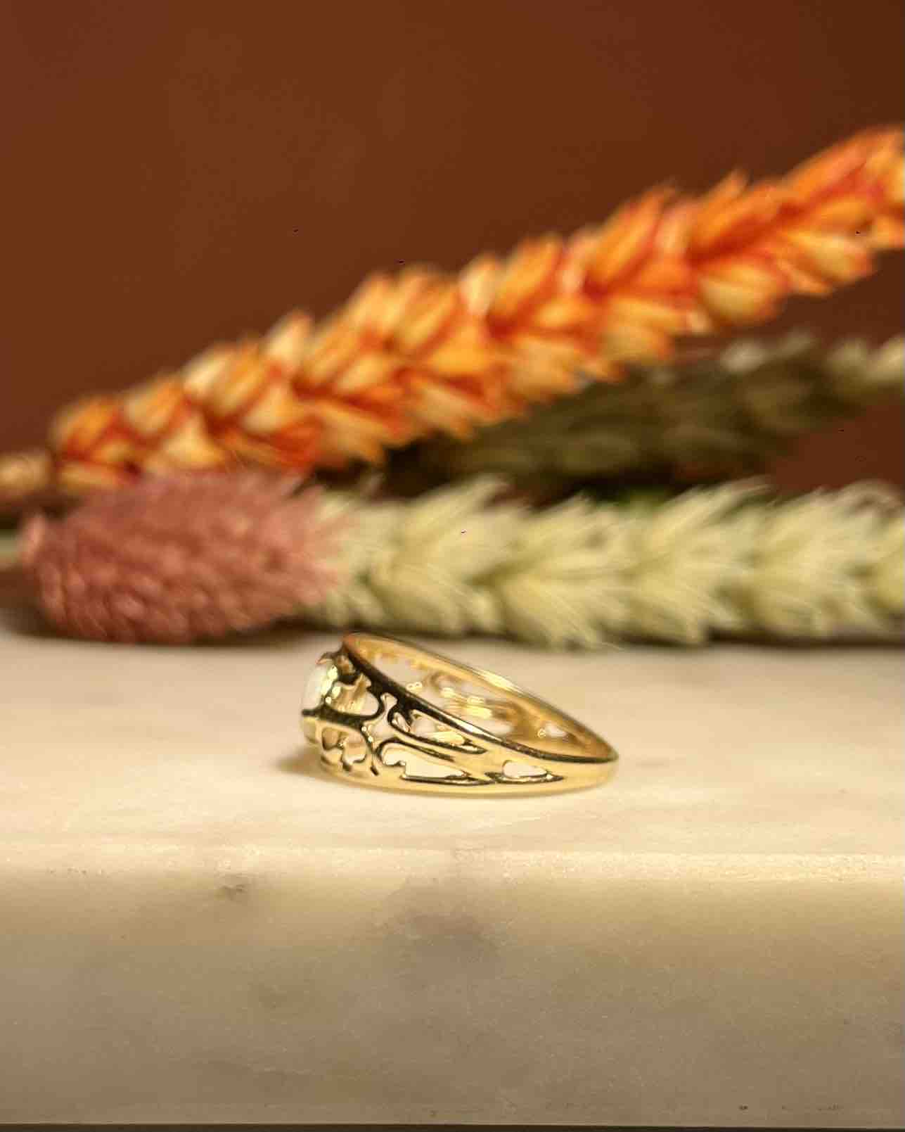 Bague jonc Opale & Diamants "Amalia" - Elliade Paris