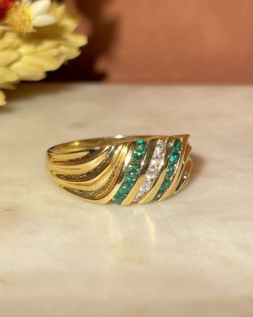 Bague Jonc Emeraudes & Diamants "Raya"