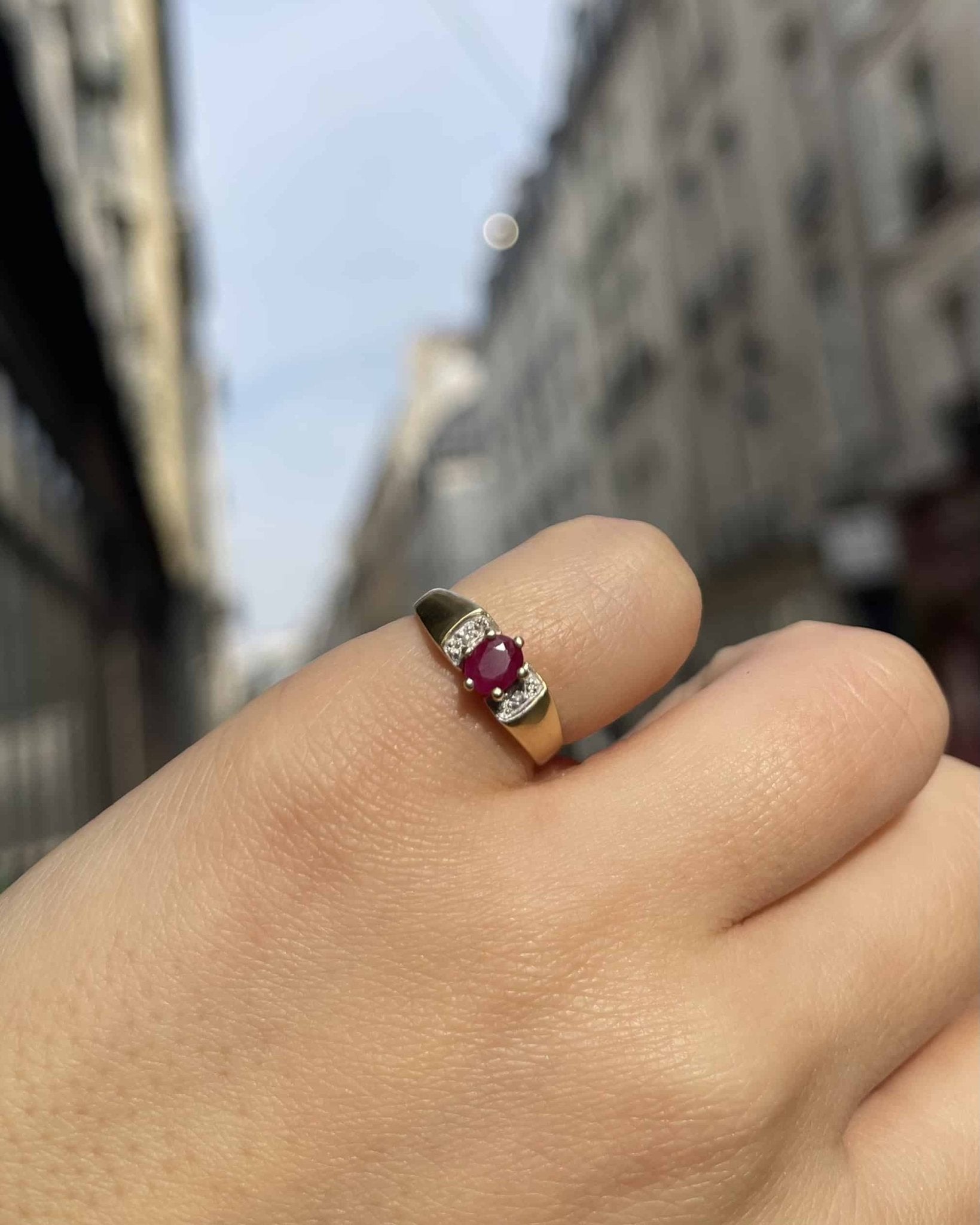 Bague Jonc Rubis 0.45 carat & Diamants "Rachelle" - Elliade Paris
