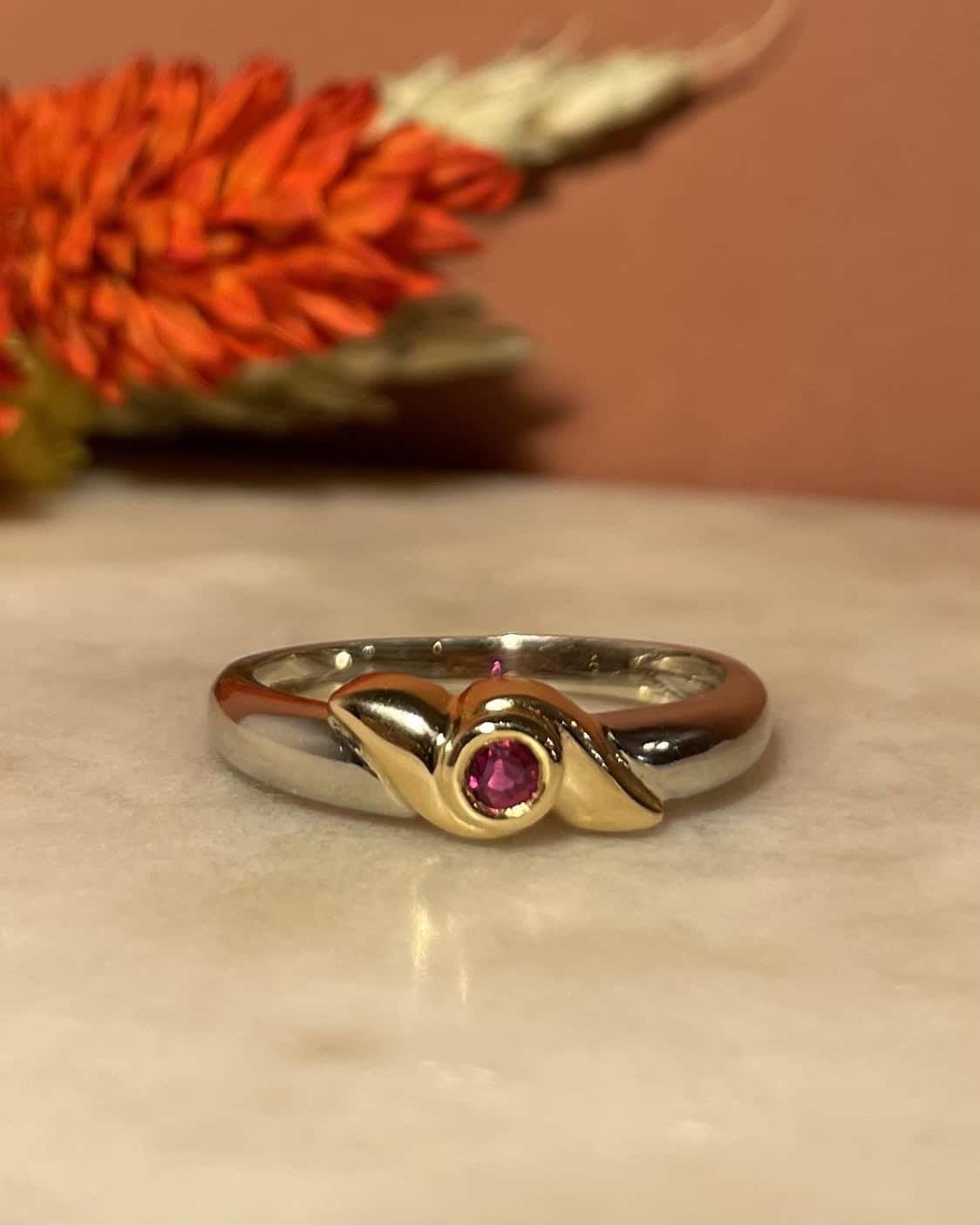 Bague Jonc Rubis deux ors "Sophie" - Elliade Paris
