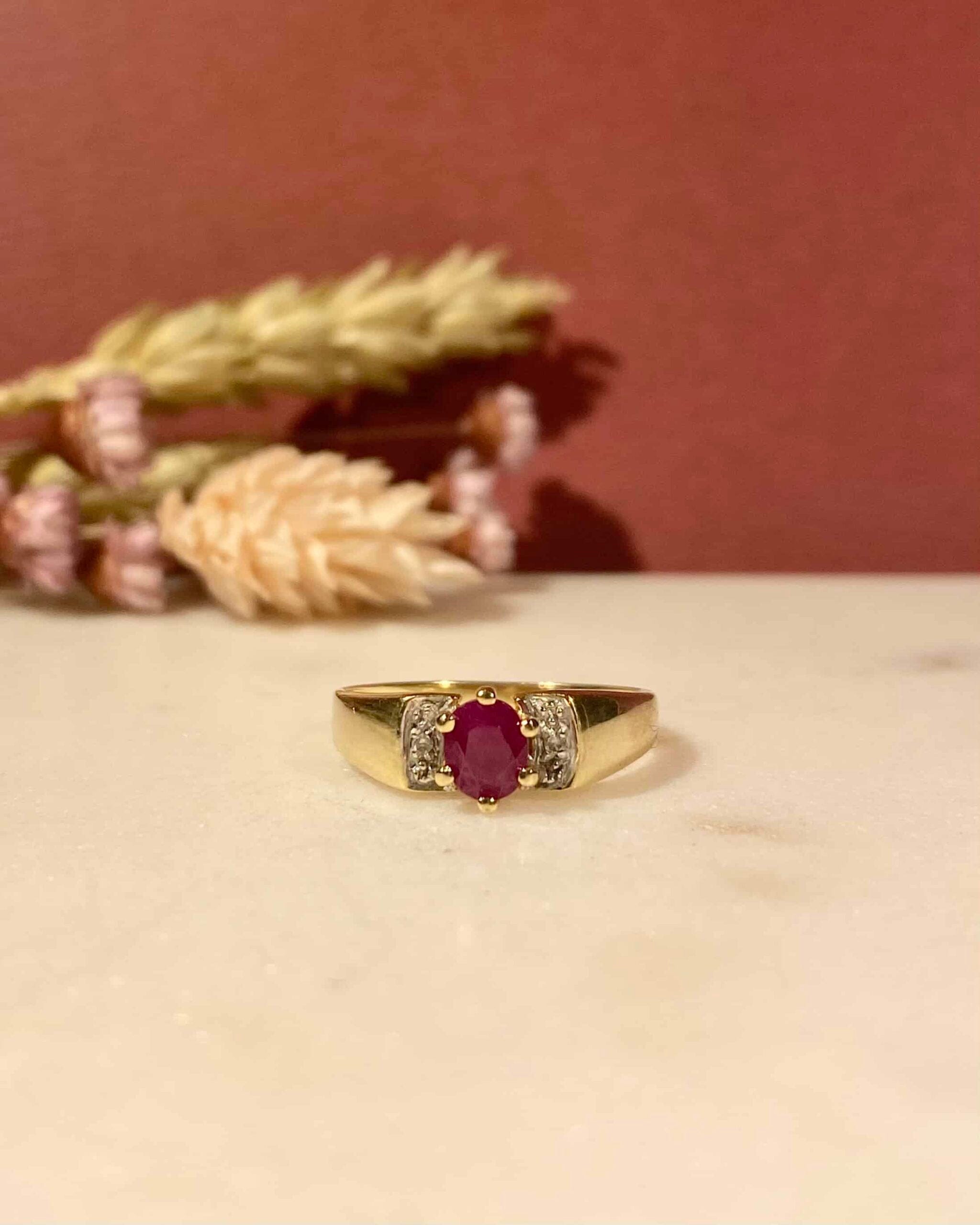 Bague Jonc Rubis 0.45 carat & Diamants "Rachelle" - Elliade Paris