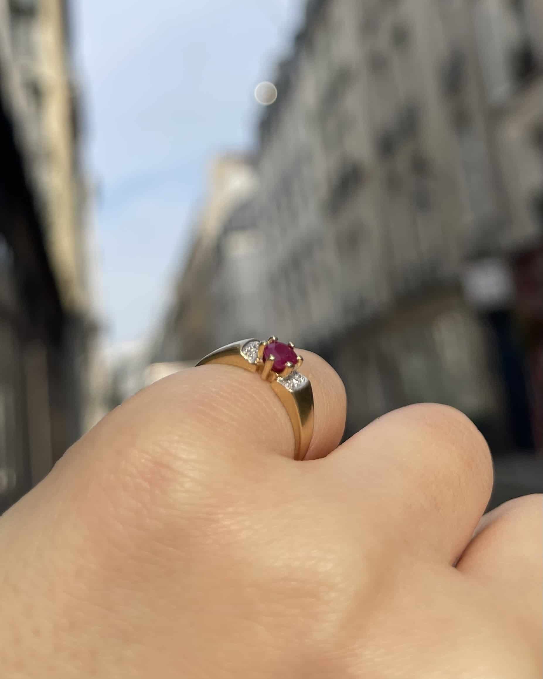 Bague Jonc Rubis 0.45 carat & Diamants "Rachelle"