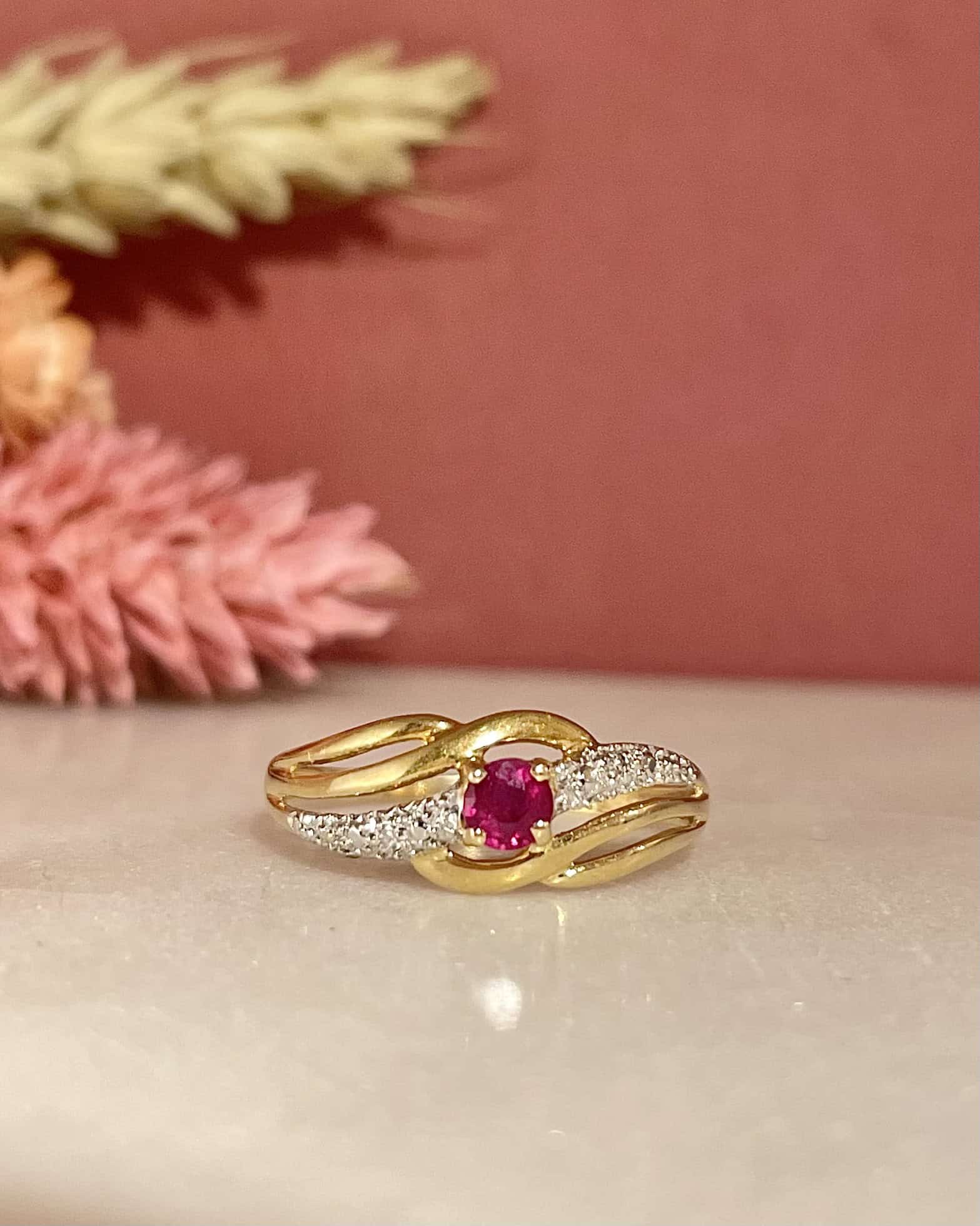Bague Jonc Rubis & Diamants "Zlava" - Elliade Paris
