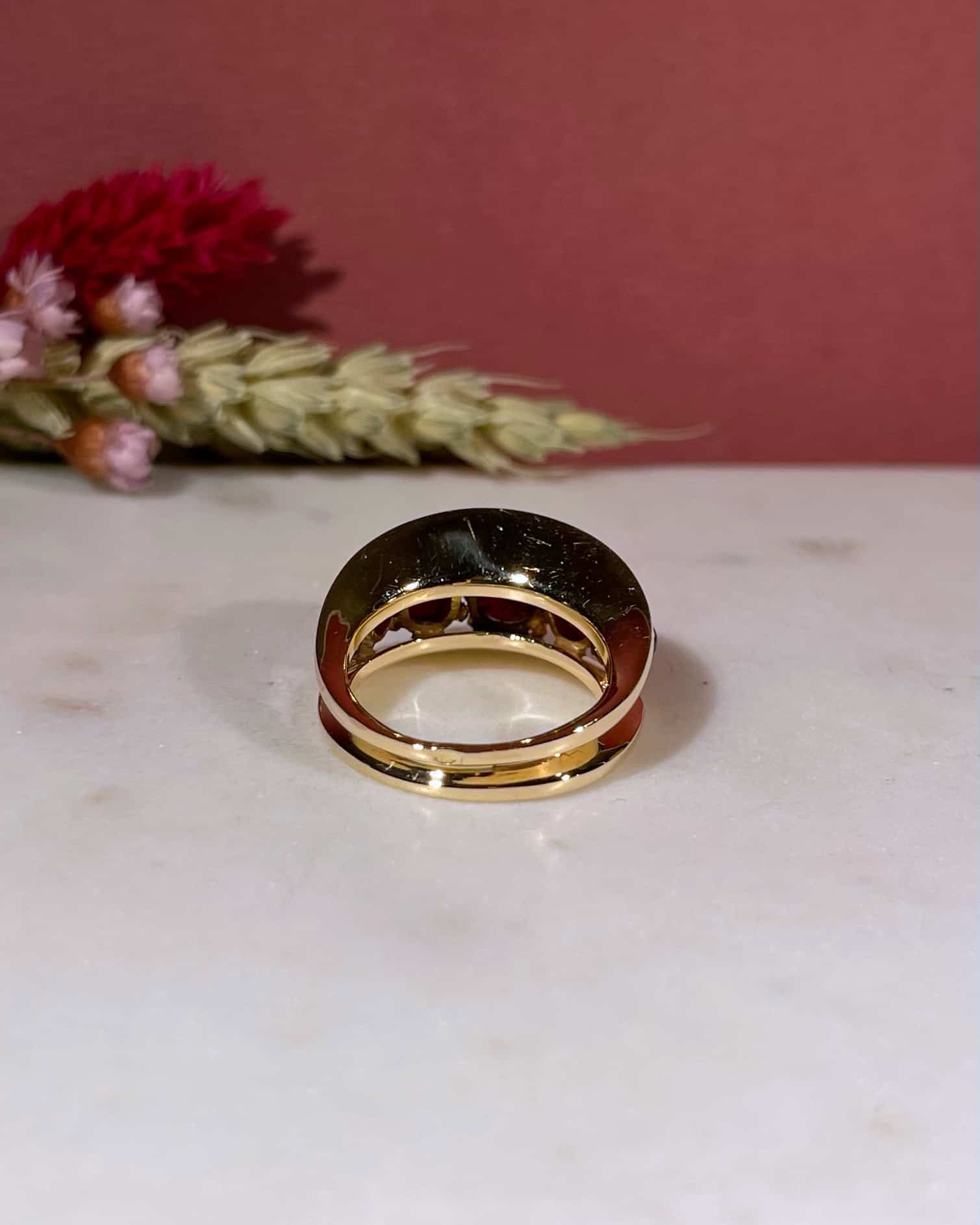 Bague Vintage Jonc Rubis Cabochon 5.20 carats "Irene"
