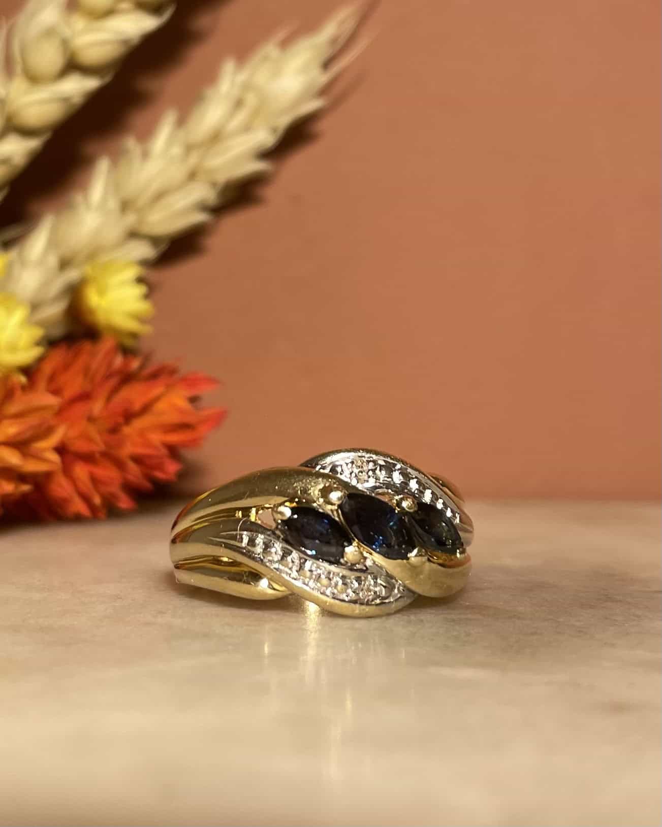 Bague Jonc Saphirs & Diamants "Sania" - Elliade Paris