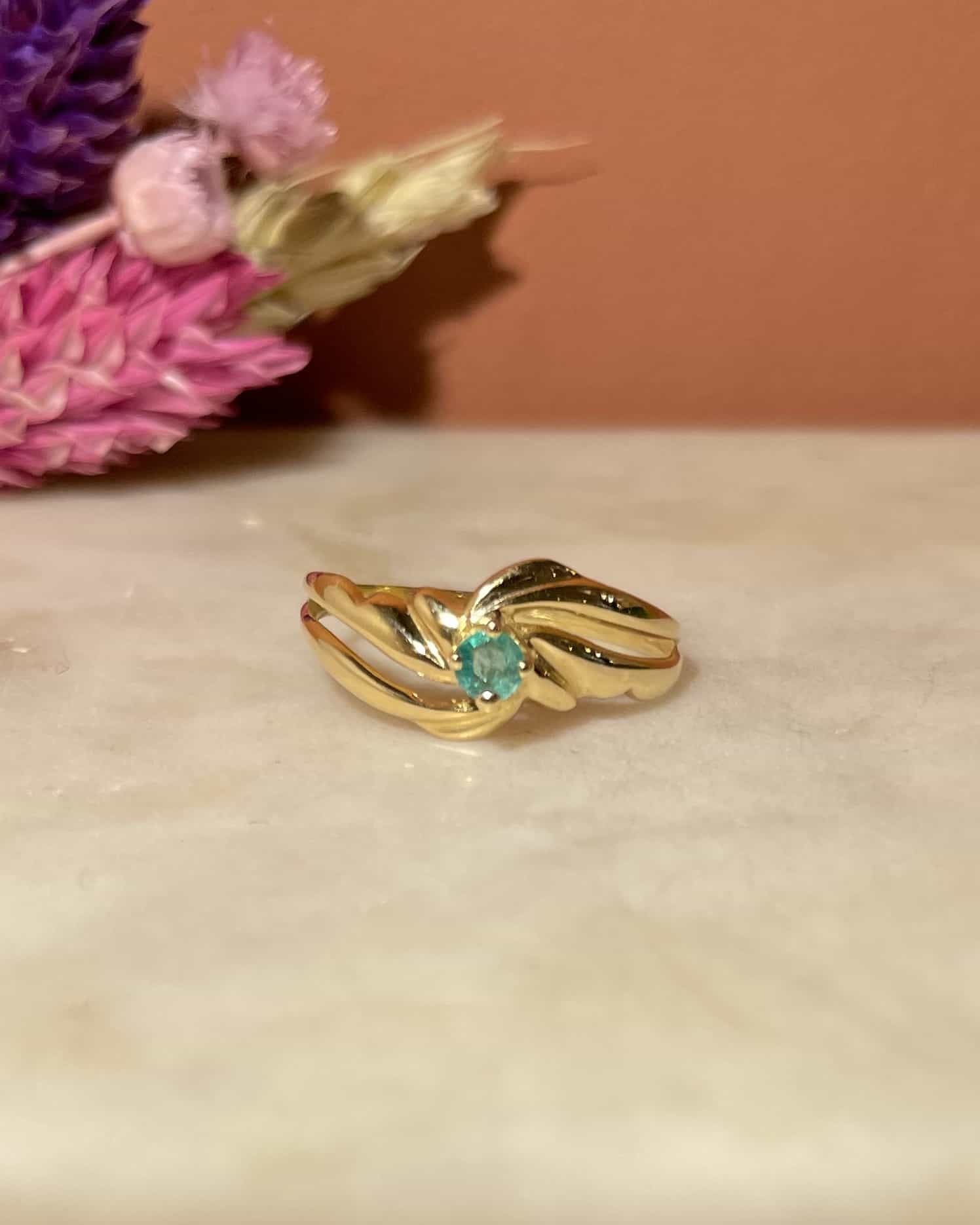 "Eviana" Emerald Solitaire Tourbillon Ring