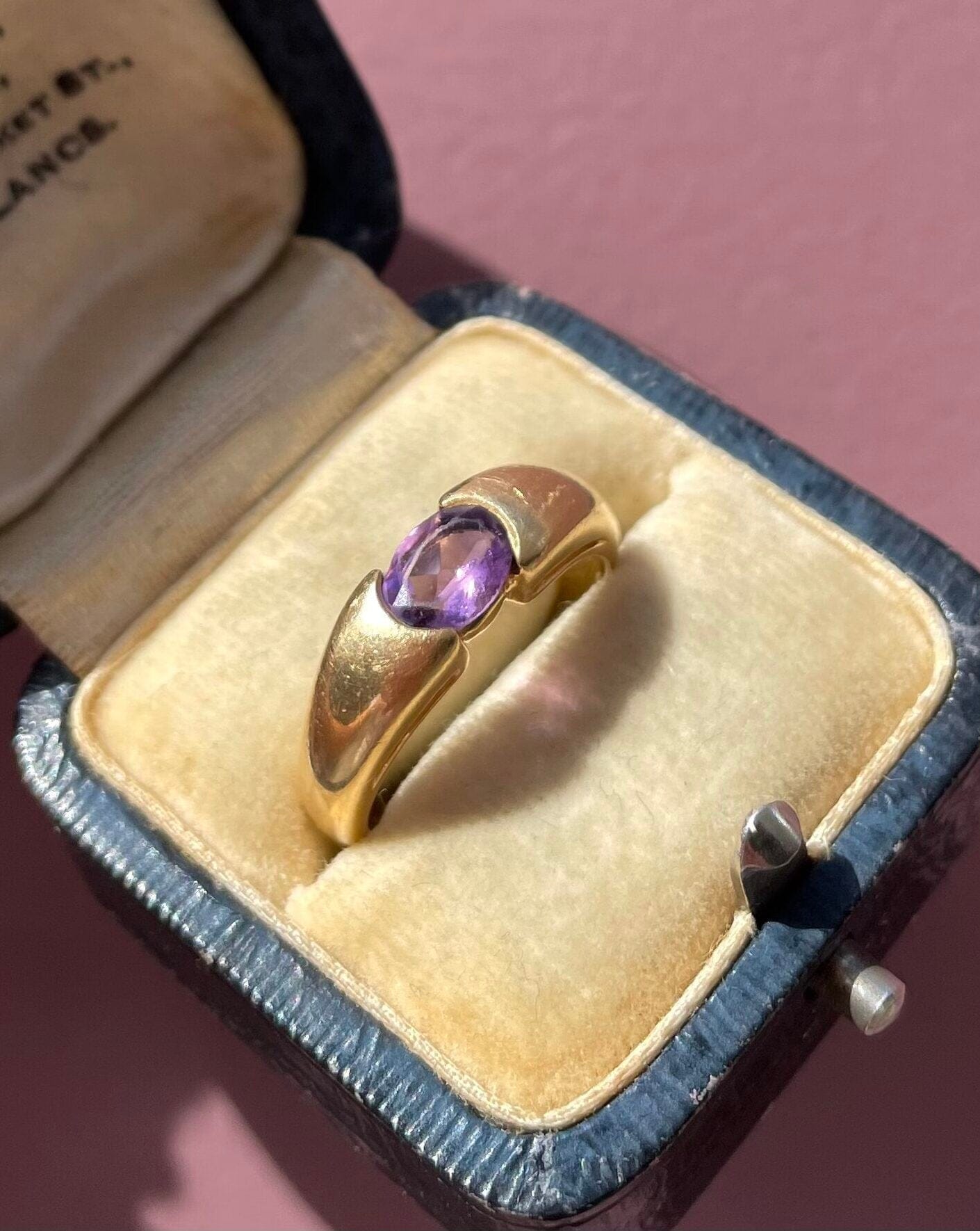 Bague Jonc Solitaire Améthyste 0.60 carat "Andrea" - Elliade Paris