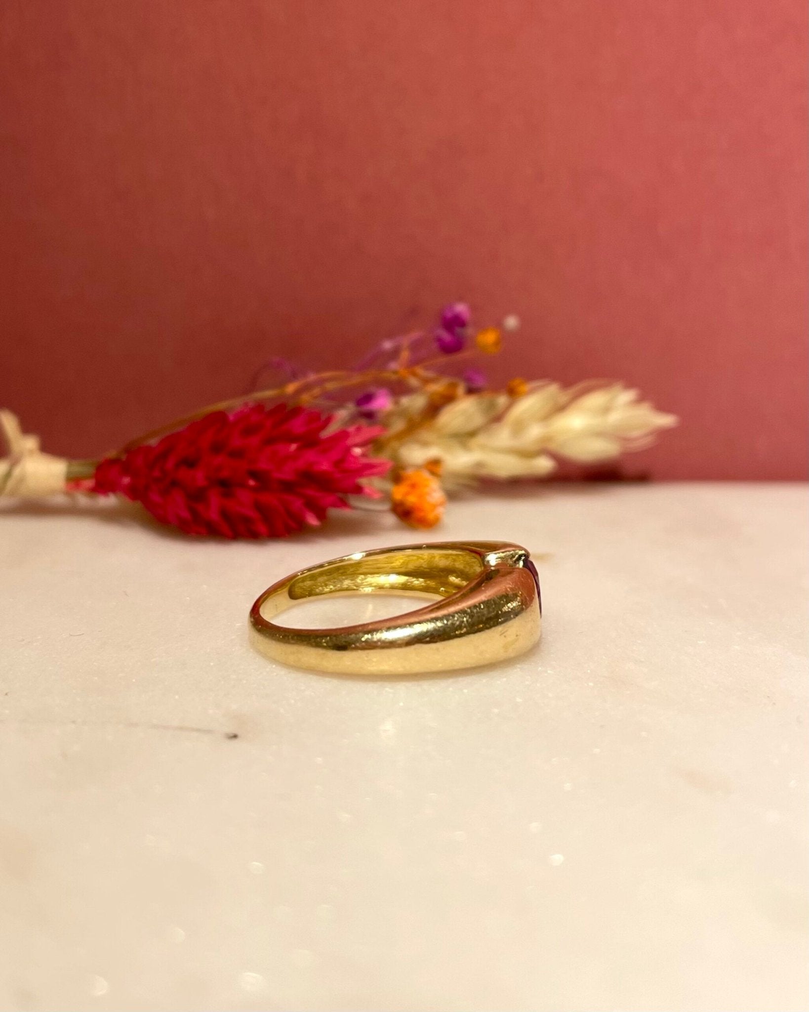 Bague Jonc Solitaire Améthyste 0.60 carat "Andrea" - Elliade Paris