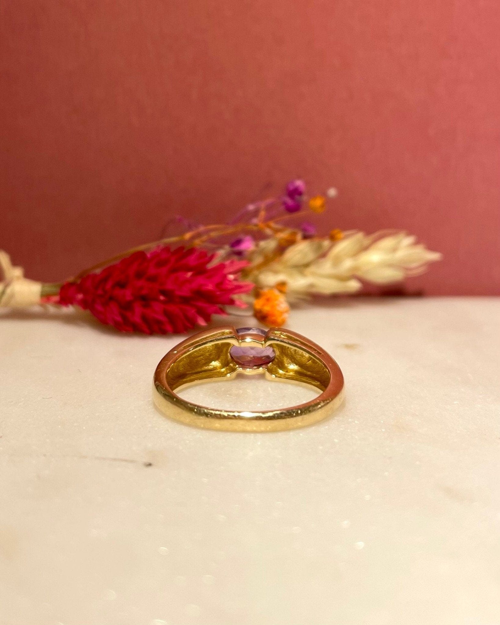 Bague Jonc Solitaire Améthyste 0.60 carat "Andrea" - Elliade Paris