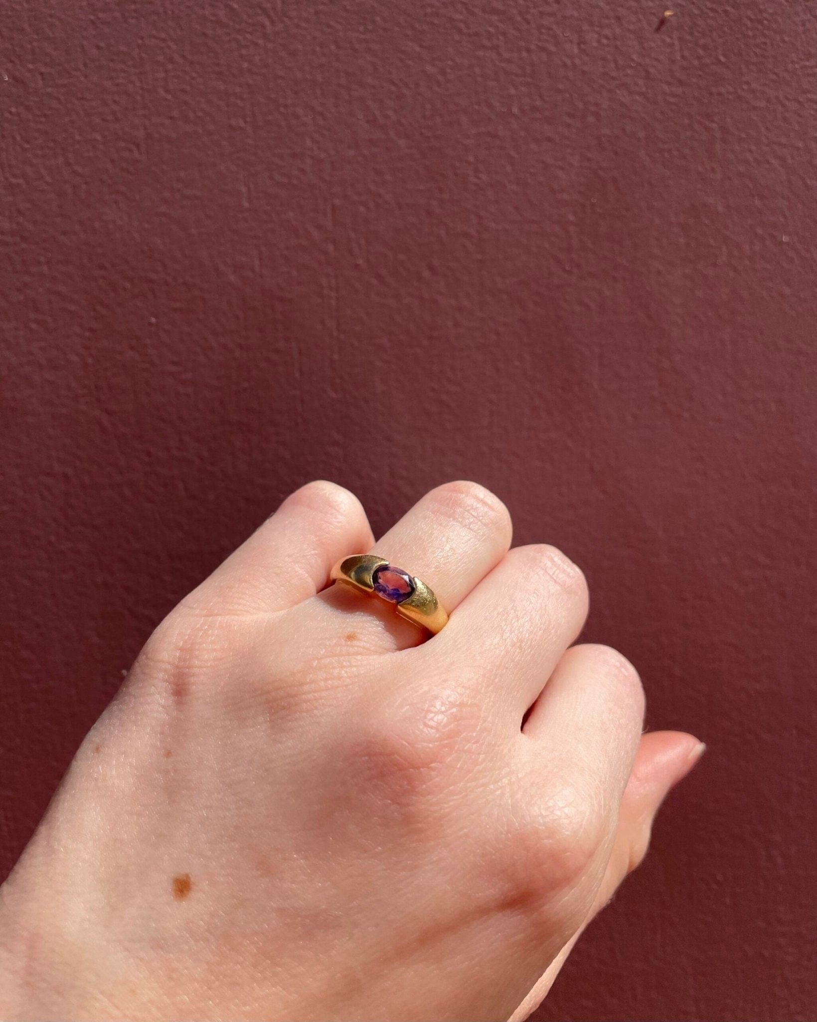 Bague Jonc Solitaire Améthyste 0.60 carat "Andrea" - Elliade Paris