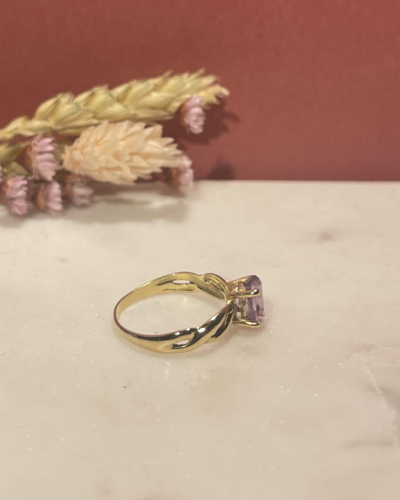 Bague Jonc Solitaire Améthyste 1 carat "Ella" - Elliade Paris