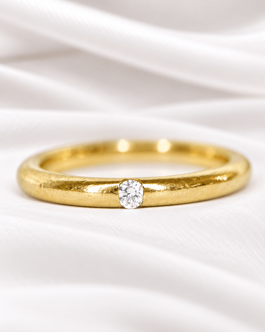 Bague Jonc Solitaire Diamant & Or 4g "Léa" - Elliade Paris